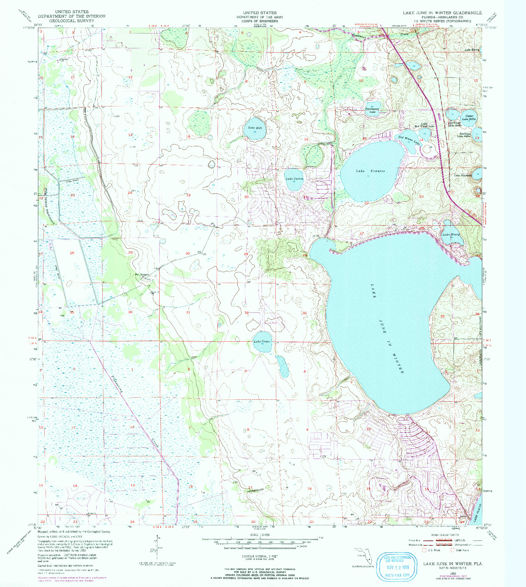 USGS 1:24000-SCALE QUADRANGLE FOR LAKE JUNE IN WINTER, FL 1953