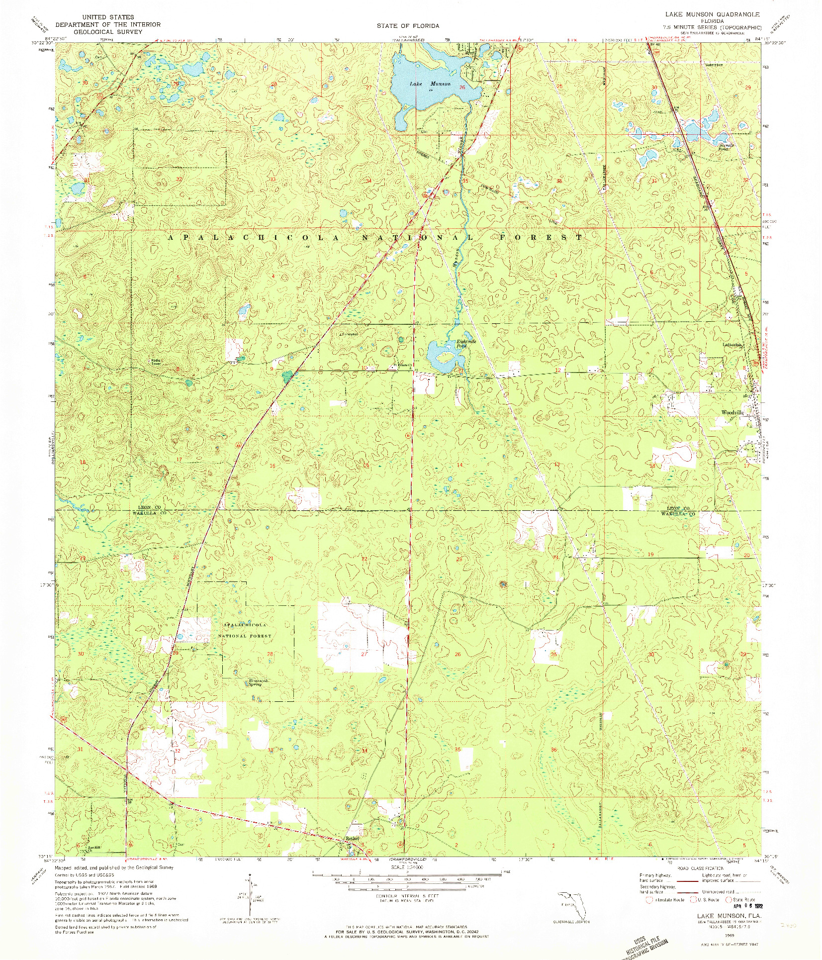 USGS 1:24000-SCALE QUADRANGLE FOR LAKE MUNSON, FL 1969
