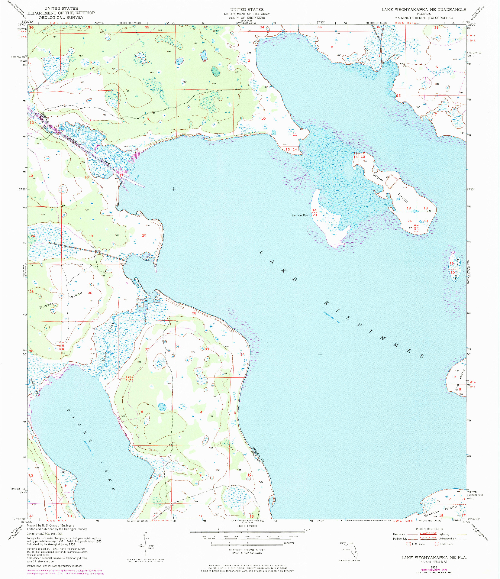 USGS 1:24000-SCALE QUADRANGLE FOR LAKE WEOHYAKAPKA NE, FL 1952