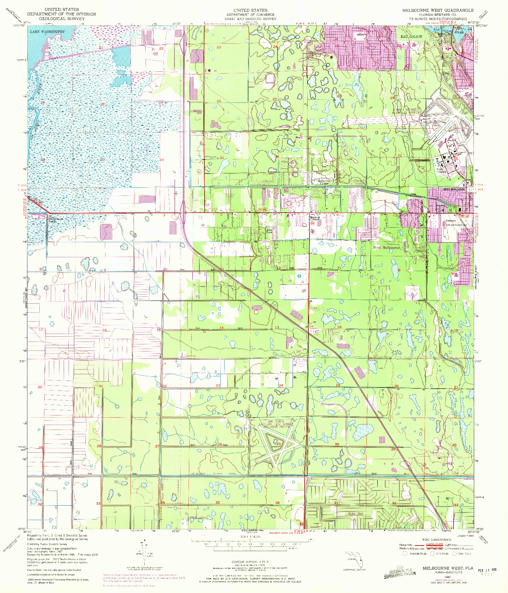 USGS 1:24000-SCALE QUADRANGLE FOR MELBOURNE WEST, FL 1949