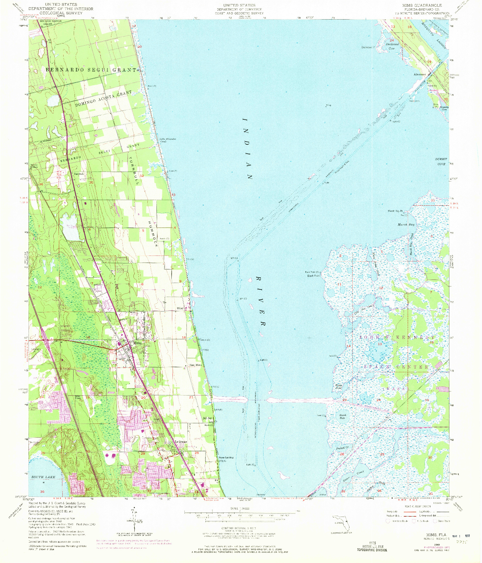 USGS 1:24000-SCALE QUADRANGLE FOR MIMS, FL 1949