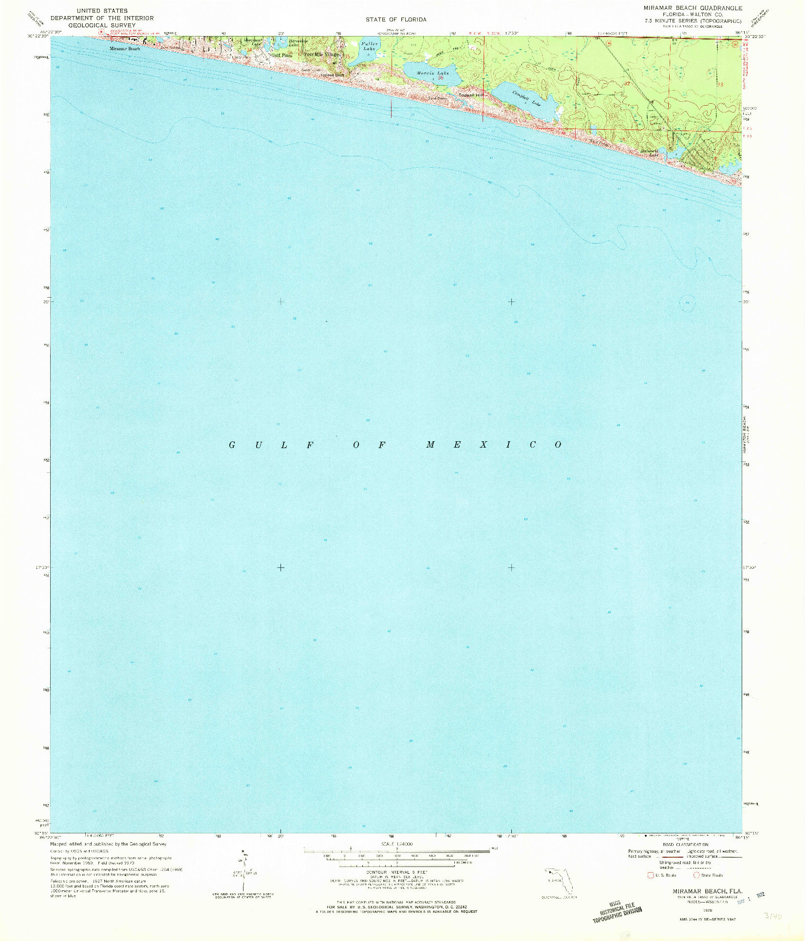 USGS 1:24000-SCALE QUADRANGLE FOR MIRAMAR BEACH, FL 1970