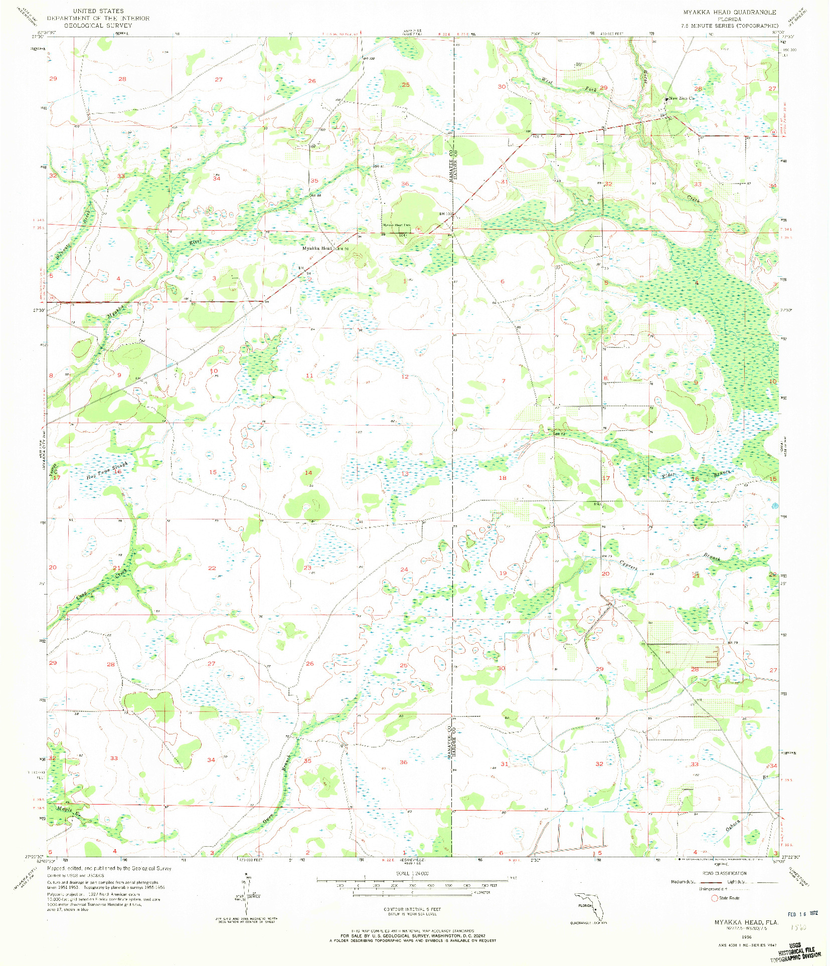 USGS 1:24000-SCALE QUADRANGLE FOR MYAKKA HEAD, FL 1956