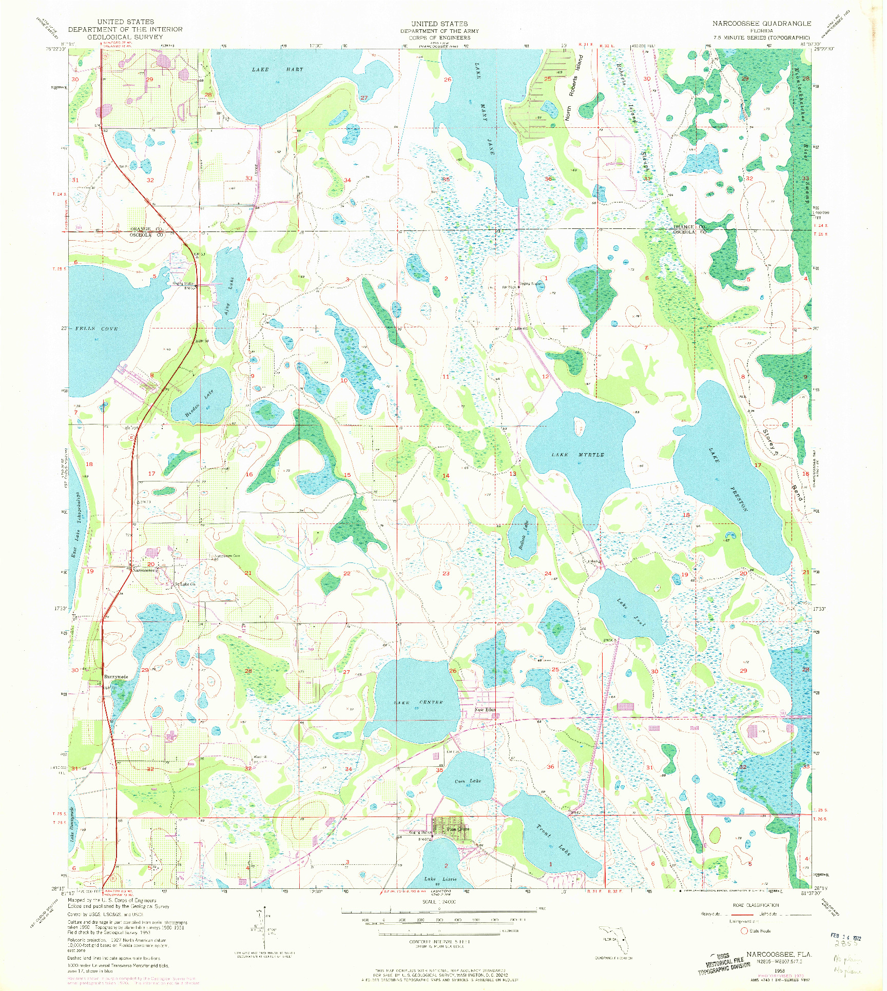 USGS 1:24000-SCALE QUADRANGLE FOR NARCOOSSEE, FL 1953