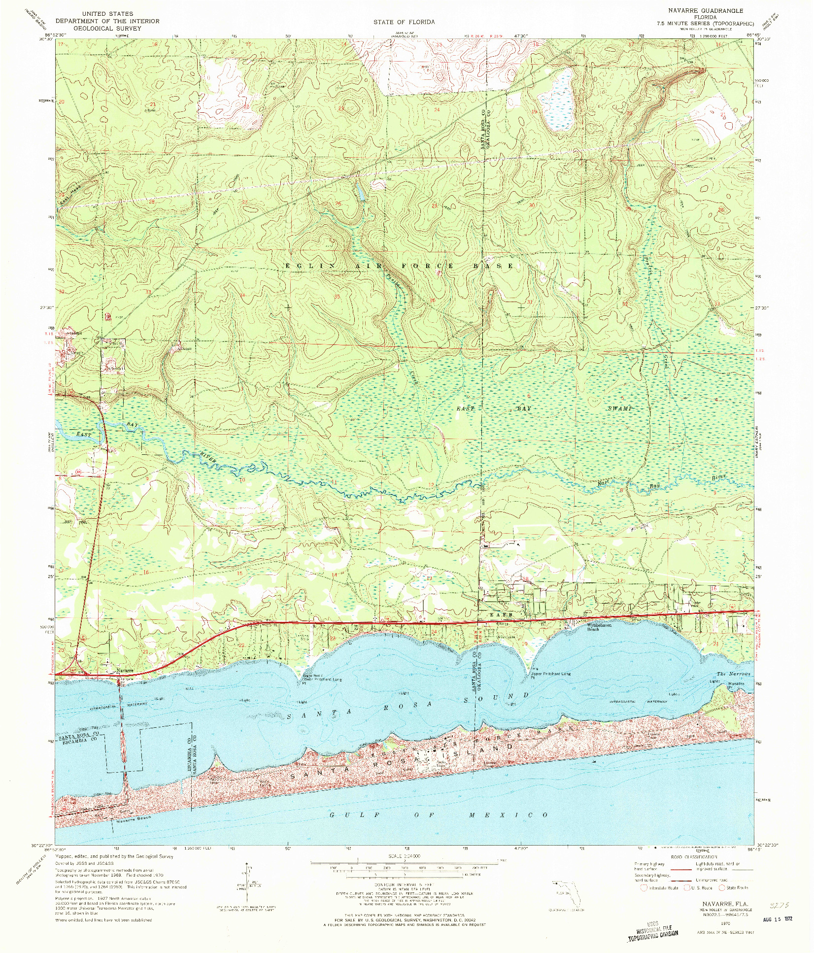 USGS 1:24000-SCALE QUADRANGLE FOR NAVARRE, FL 1970