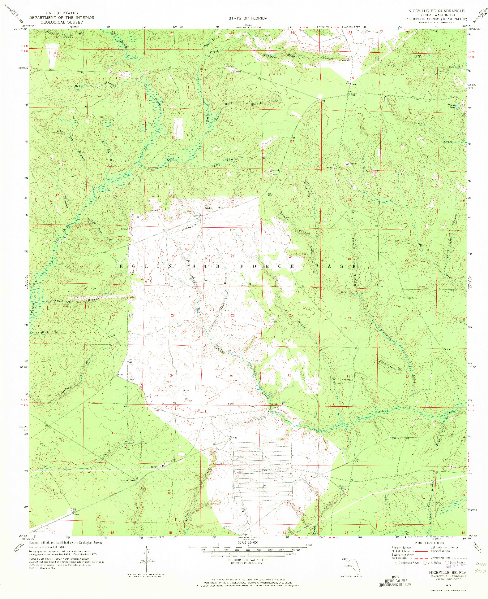 USGS 1:24000-SCALE QUADRANGLE FOR NICEVILLE SE, FL 1970