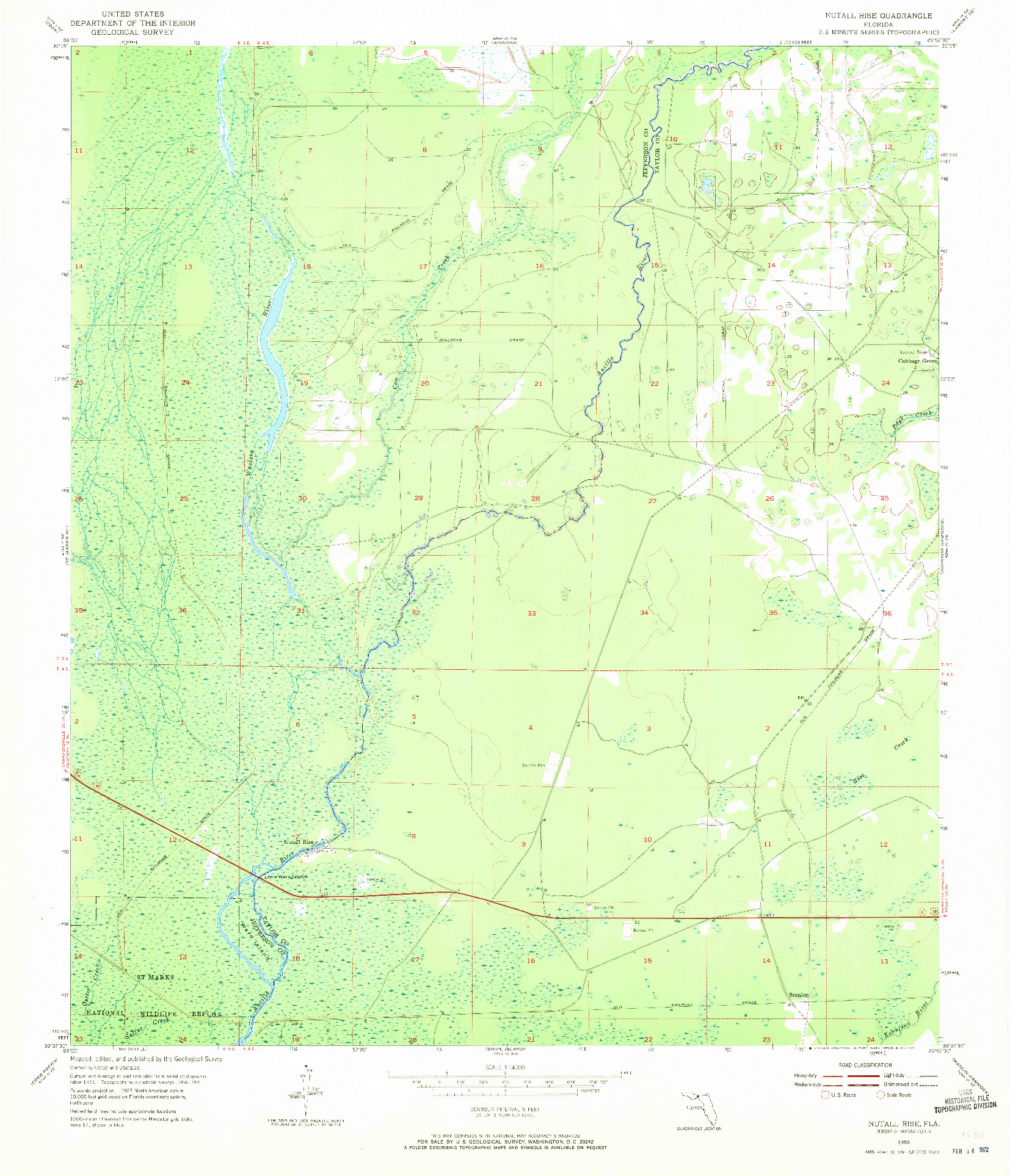 USGS 1:24000-SCALE QUADRANGLE FOR NUTALL RISE, FL 1955