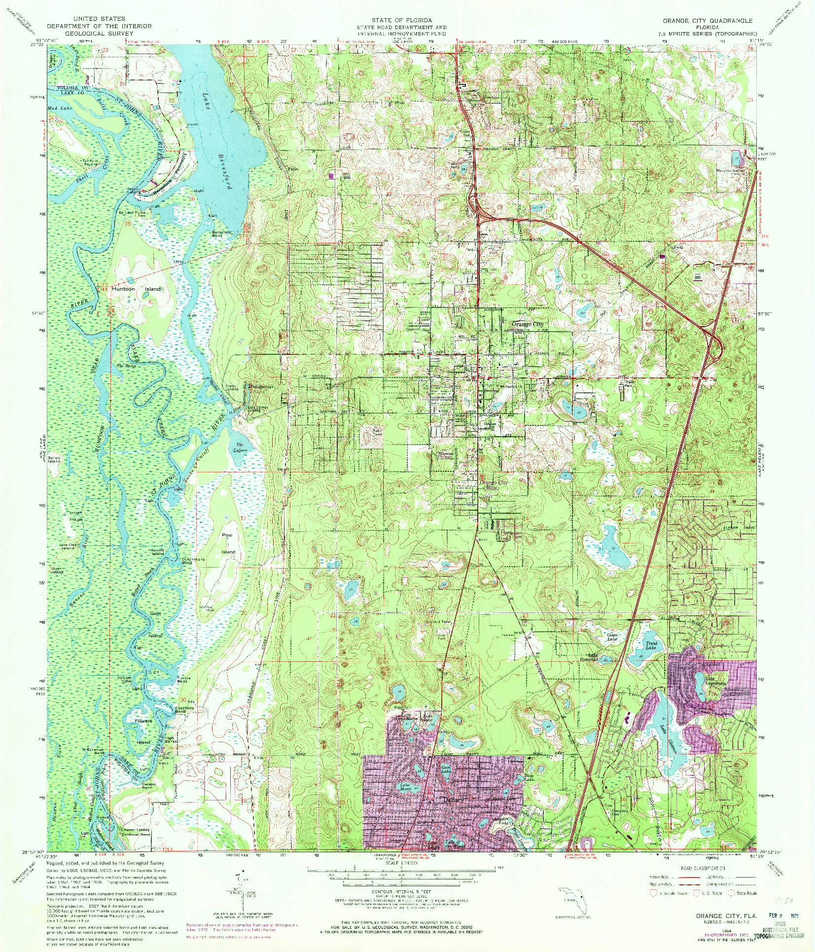 USGS 1:24000-SCALE QUADRANGLE FOR ORANGE CITY, FL 1964