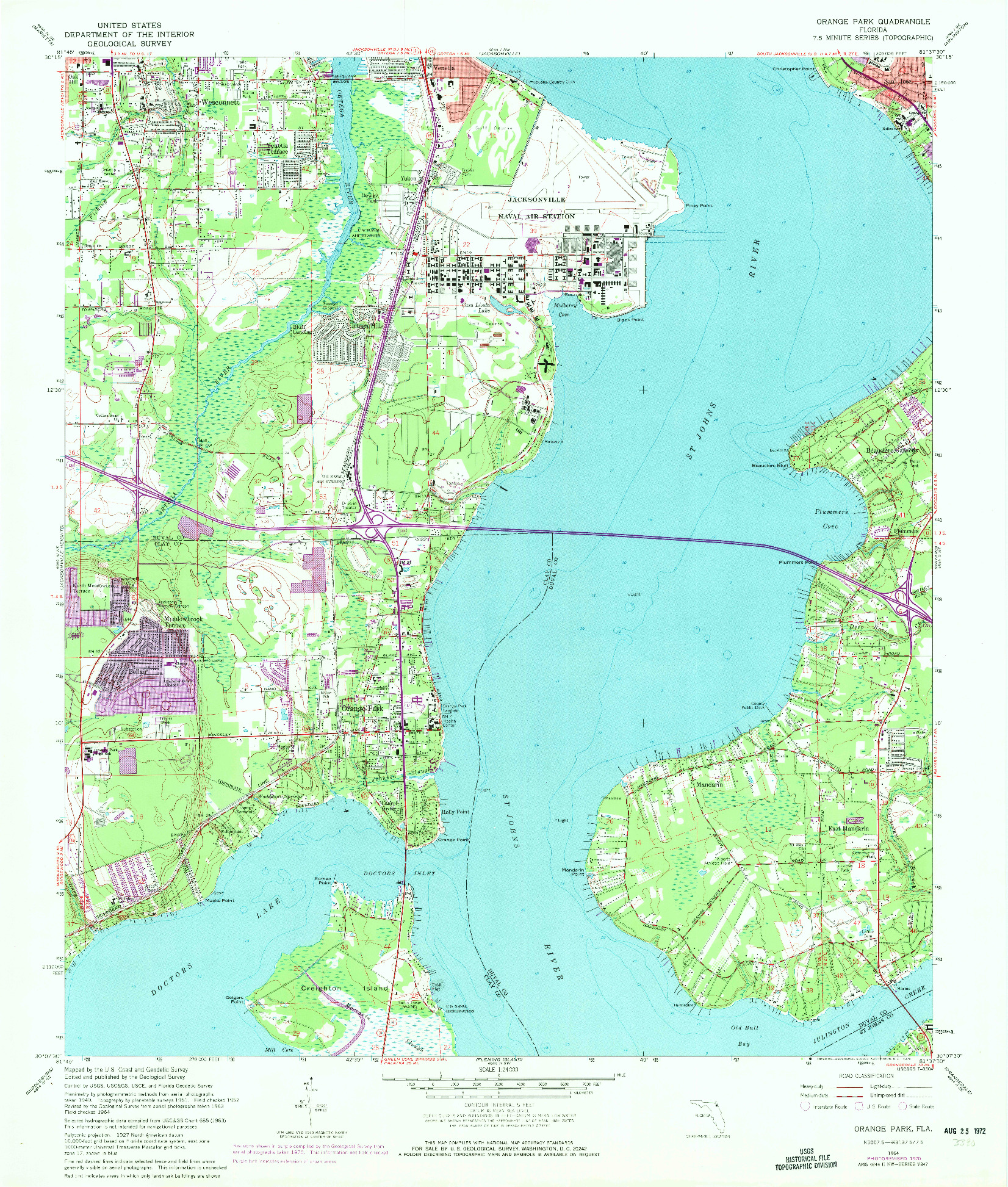 USGS 1:24000-SCALE QUADRANGLE FOR ORANGE PARK, FL 1964