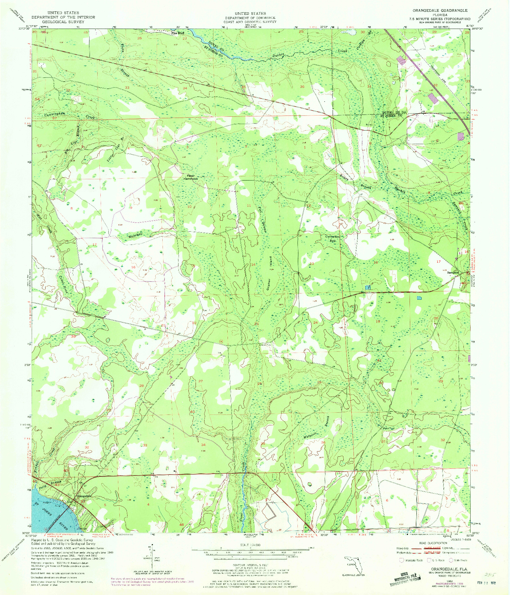 USGS 1:24000-SCALE QUADRANGLE FOR ORANGEDALE, FL 1952