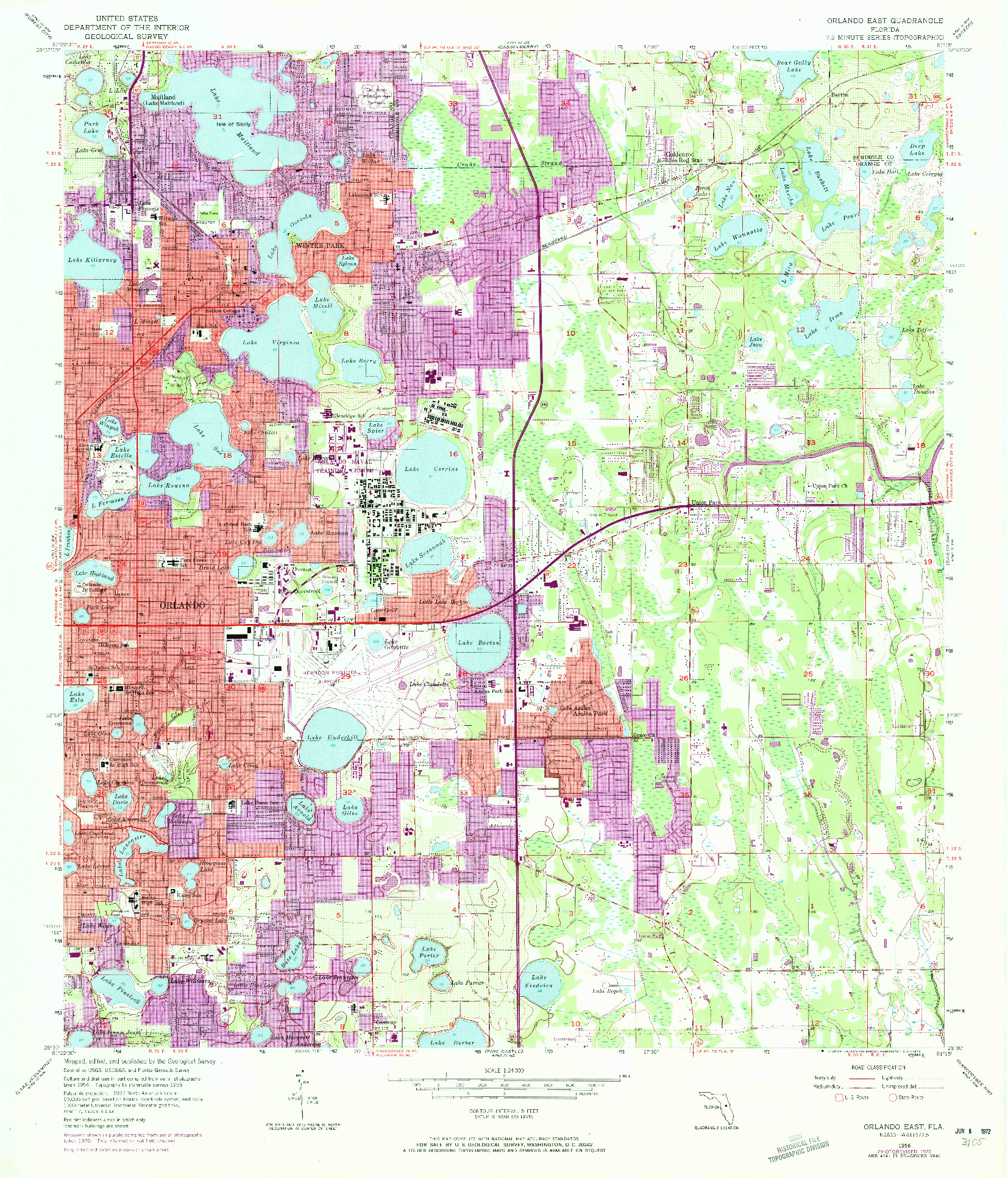 USGS 1:24000-SCALE QUADRANGLE FOR ORLANDO EAST, FL 1956