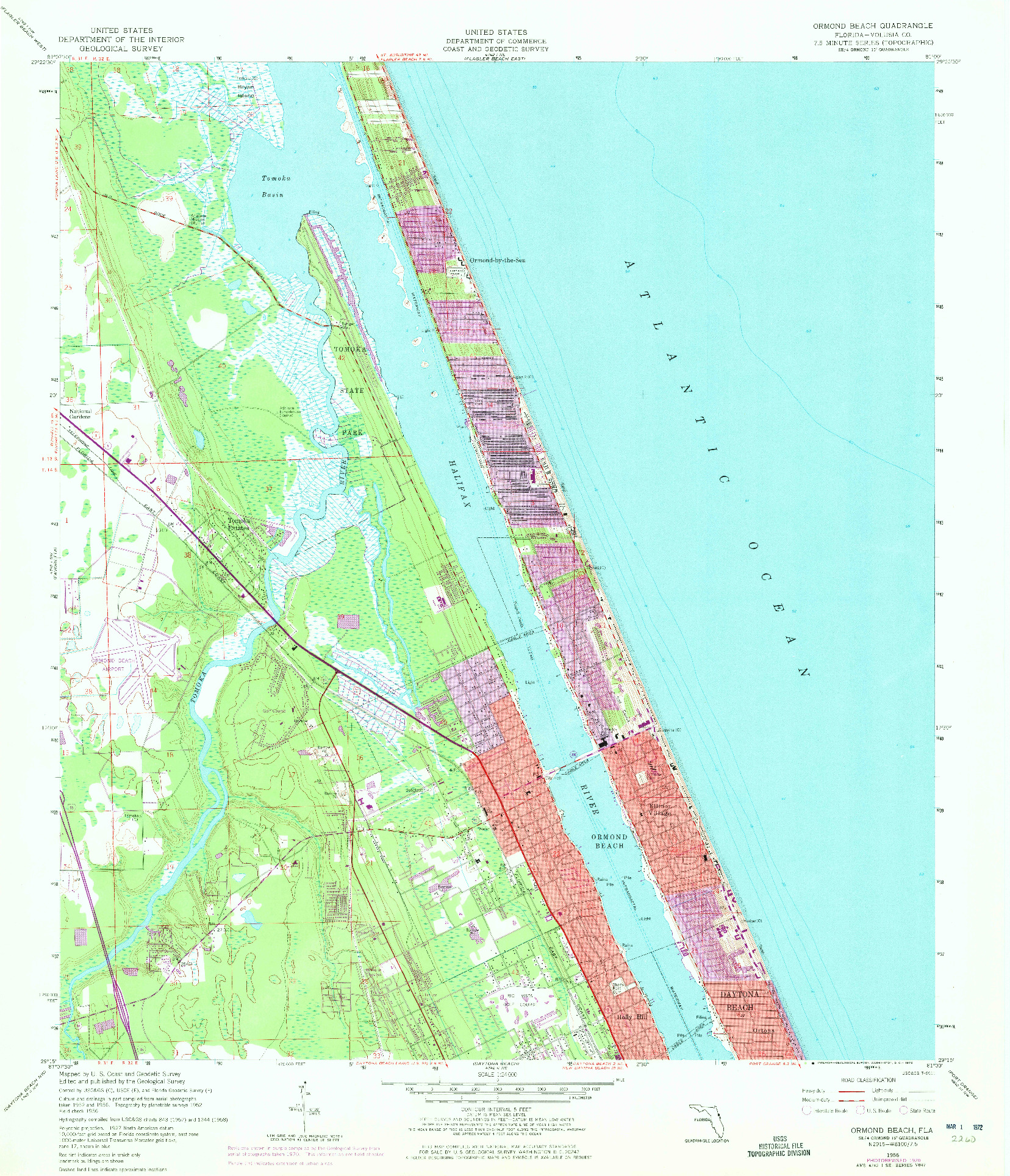 USGS 1:24000-SCALE QUADRANGLE FOR ORMOND BEACH, FL 1956