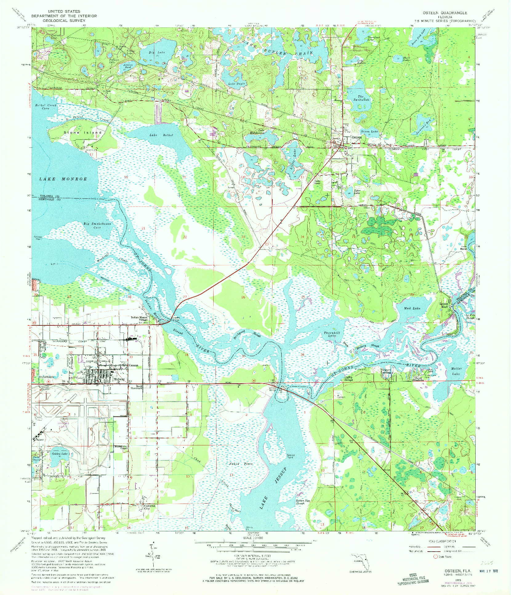 USGS 1:24000-SCALE QUADRANGLE FOR OSTEEN, FL 1965