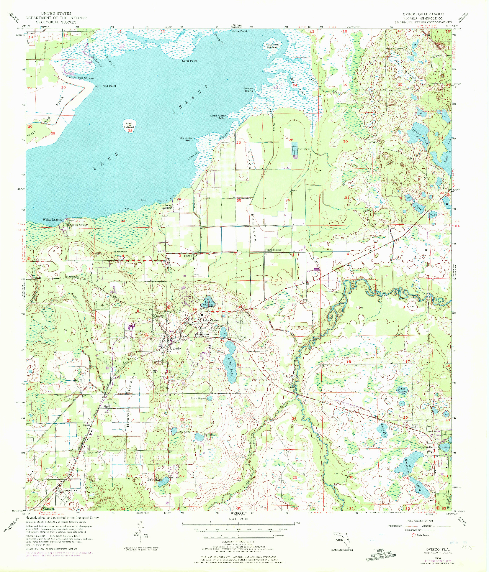 USGS 1:24000-SCALE QUADRANGLE FOR OVIEDO, FL 1956