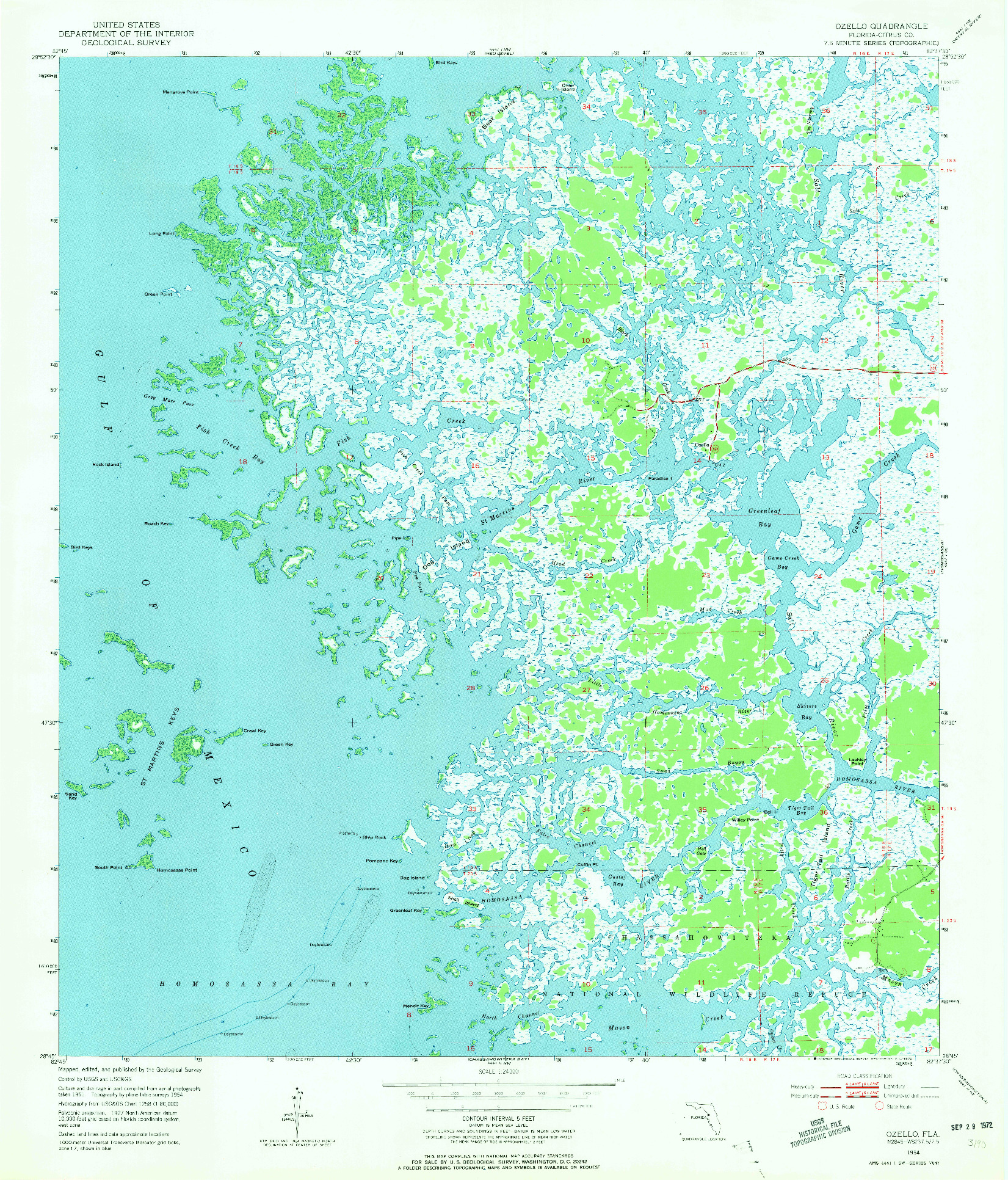 USGS 1:24000-SCALE QUADRANGLE FOR OZELLO, FL 1954