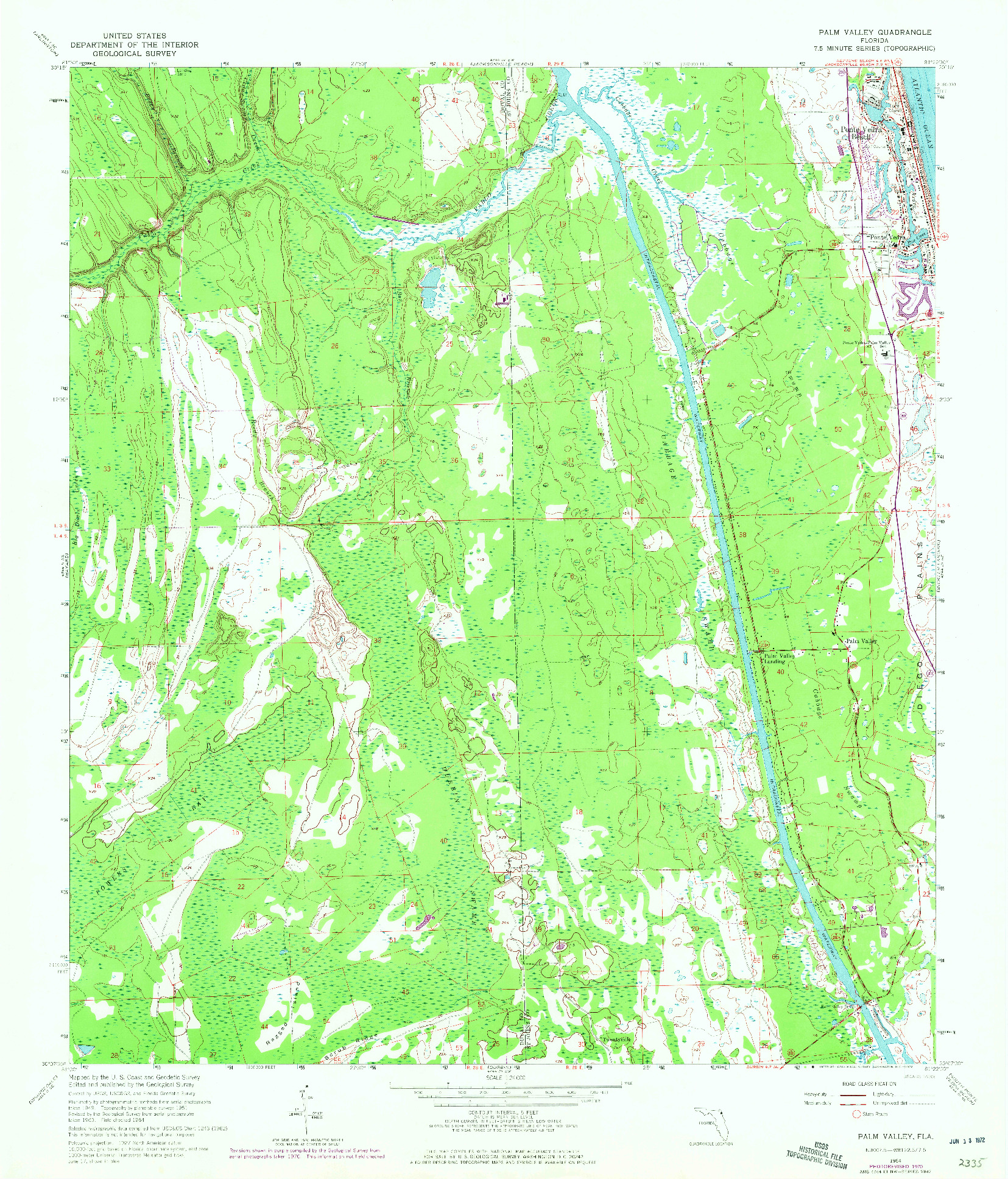 USGS 1:24000-SCALE QUADRANGLE FOR PALM VALLEY, FL 1964