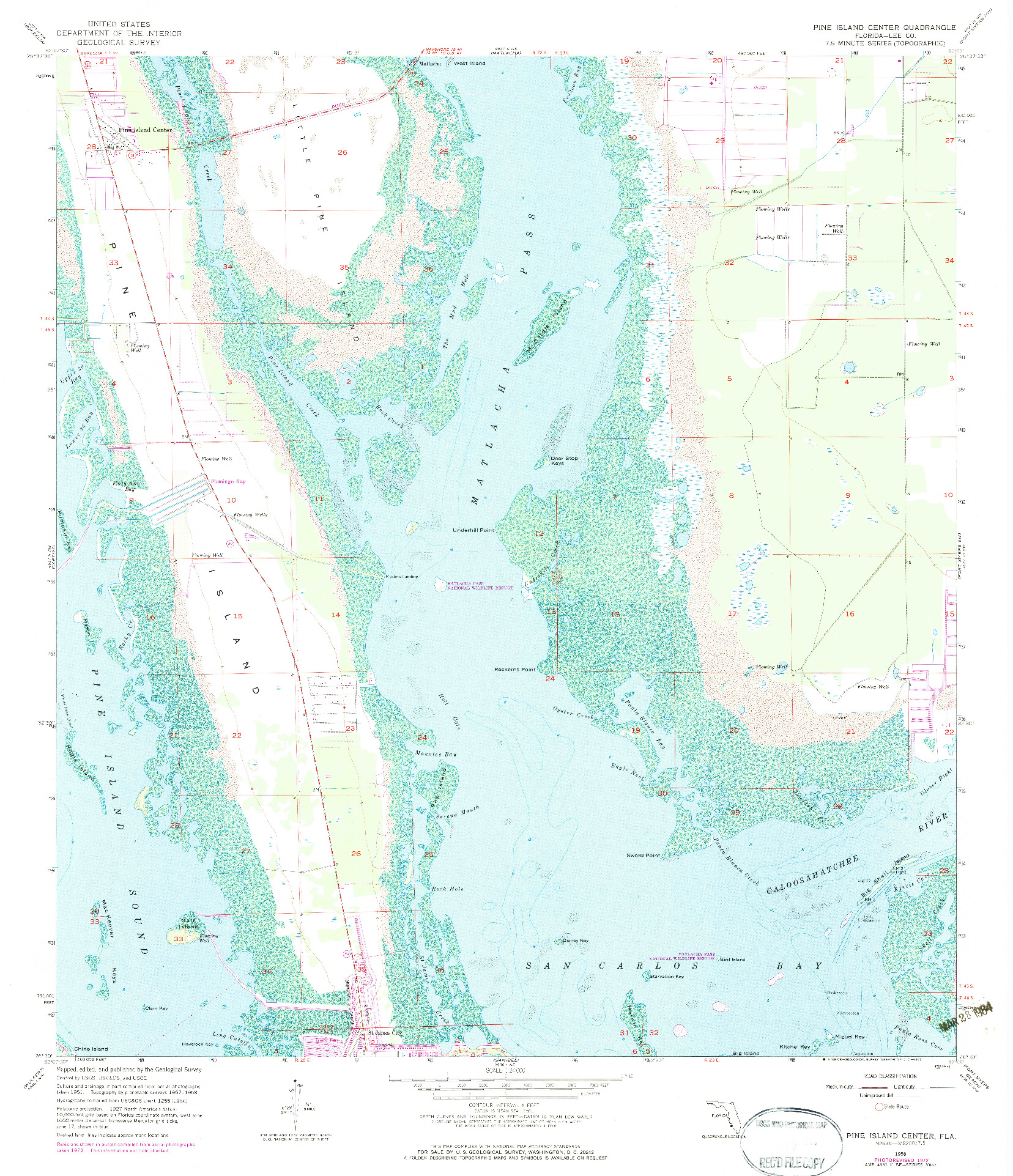 USGS 1:24000-SCALE QUADRANGLE FOR PINE ISLAND CENTER, FL 1958