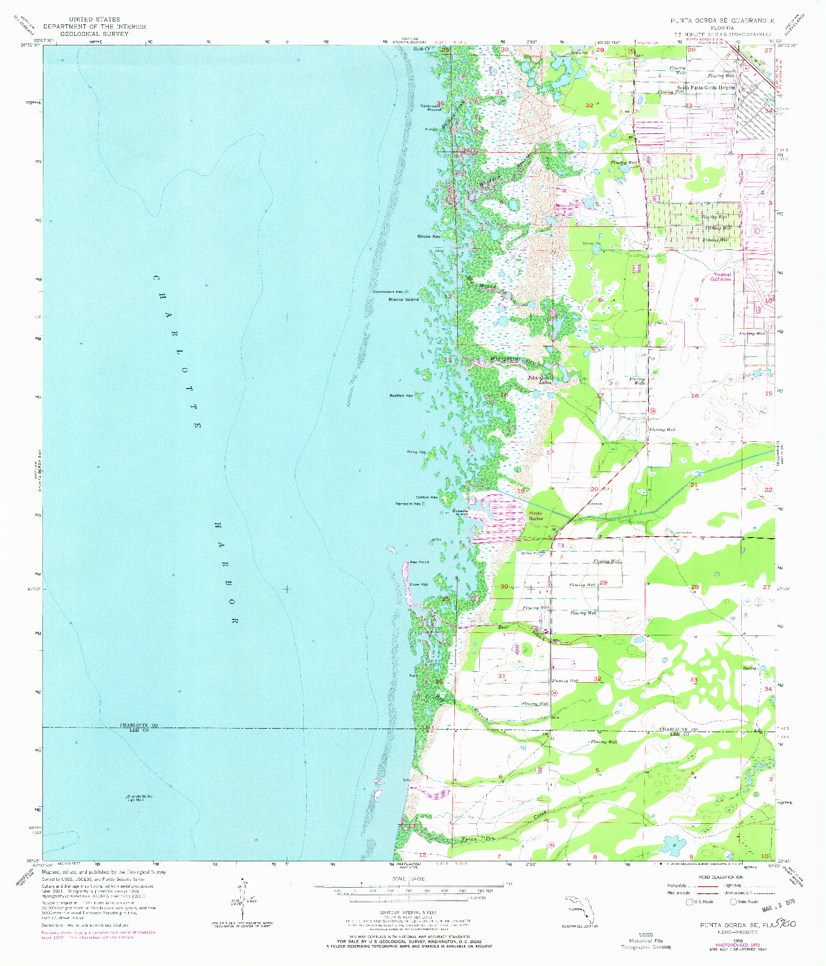 USGS 1:24000-SCALE QUADRANGLE FOR PUNTA GORDA SE, FL 1956