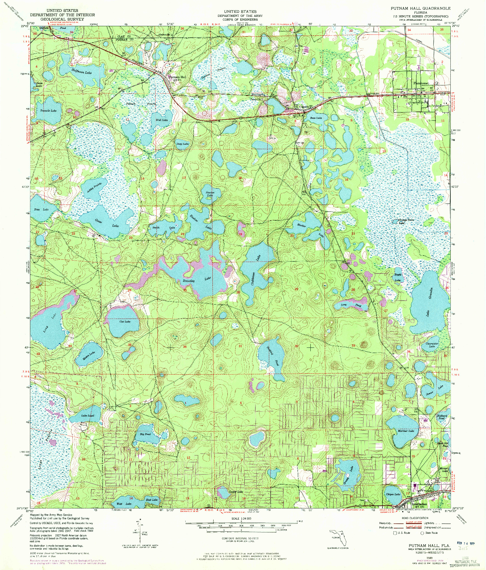 USGS 1:24000-SCALE QUADRANGLE FOR PUTNAM HALL, FL 1949