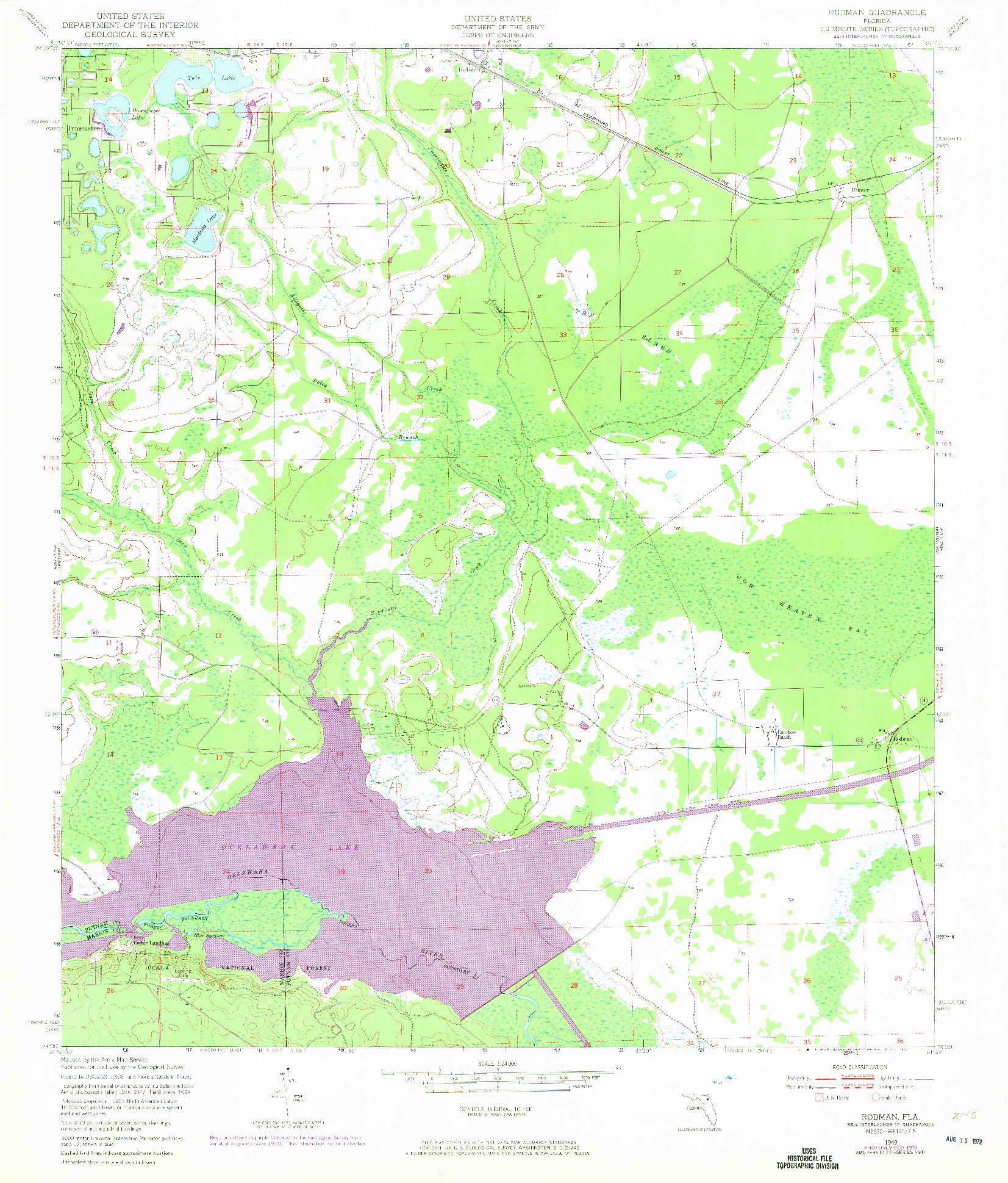 USGS 1:24000-SCALE QUADRANGLE FOR RODMAN, FL 1949