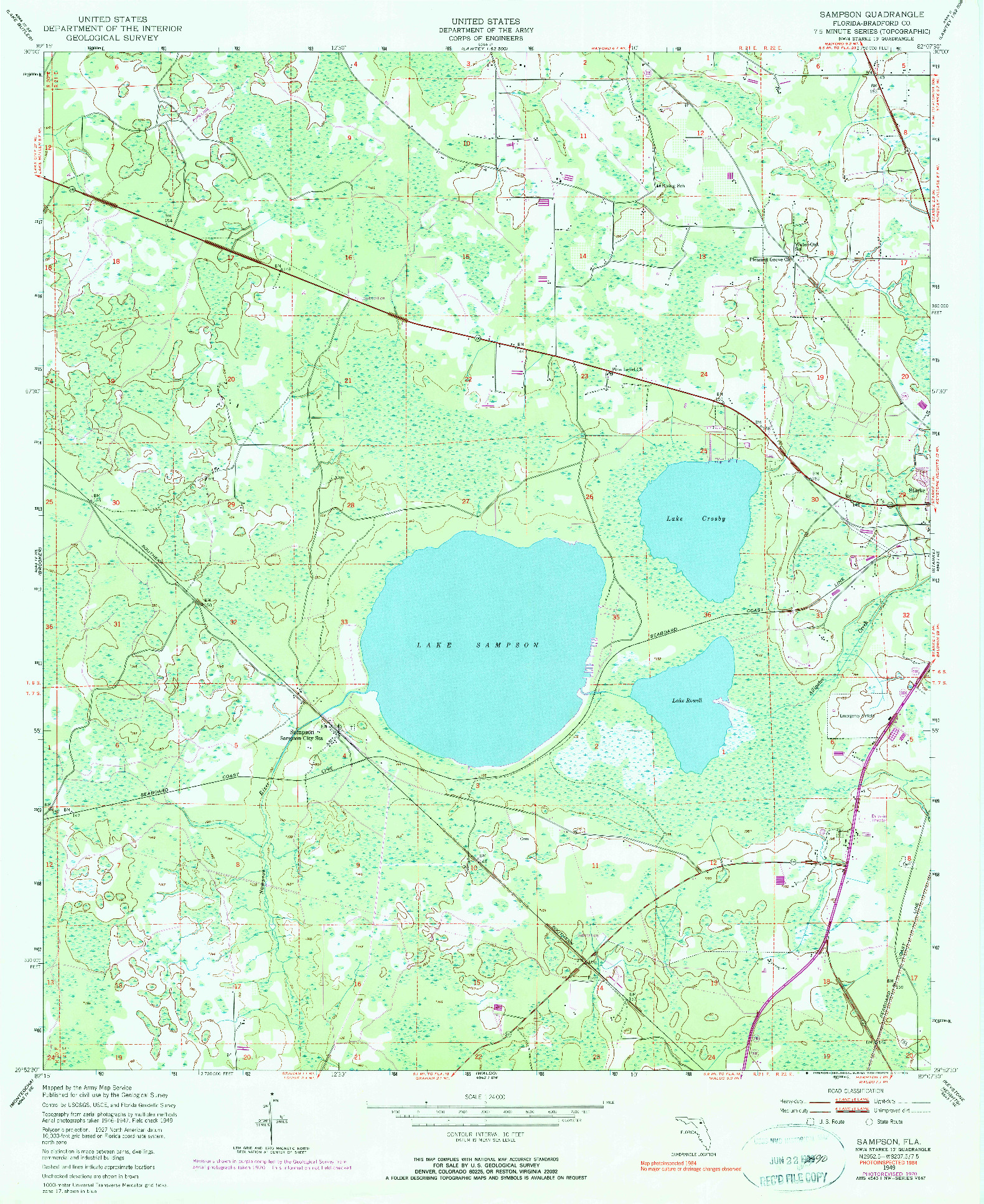 USGS 1:24000-SCALE QUADRANGLE FOR SAMPSON, FL 1949