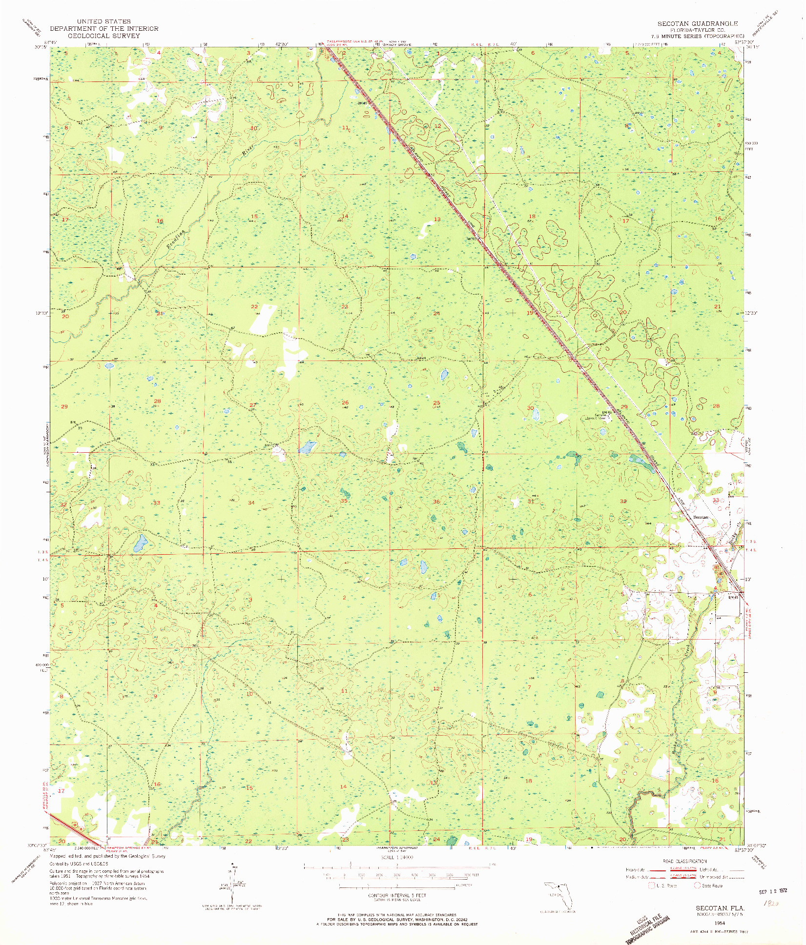 USGS 1:24000-SCALE QUADRANGLE FOR SECOTAN, FL 1954