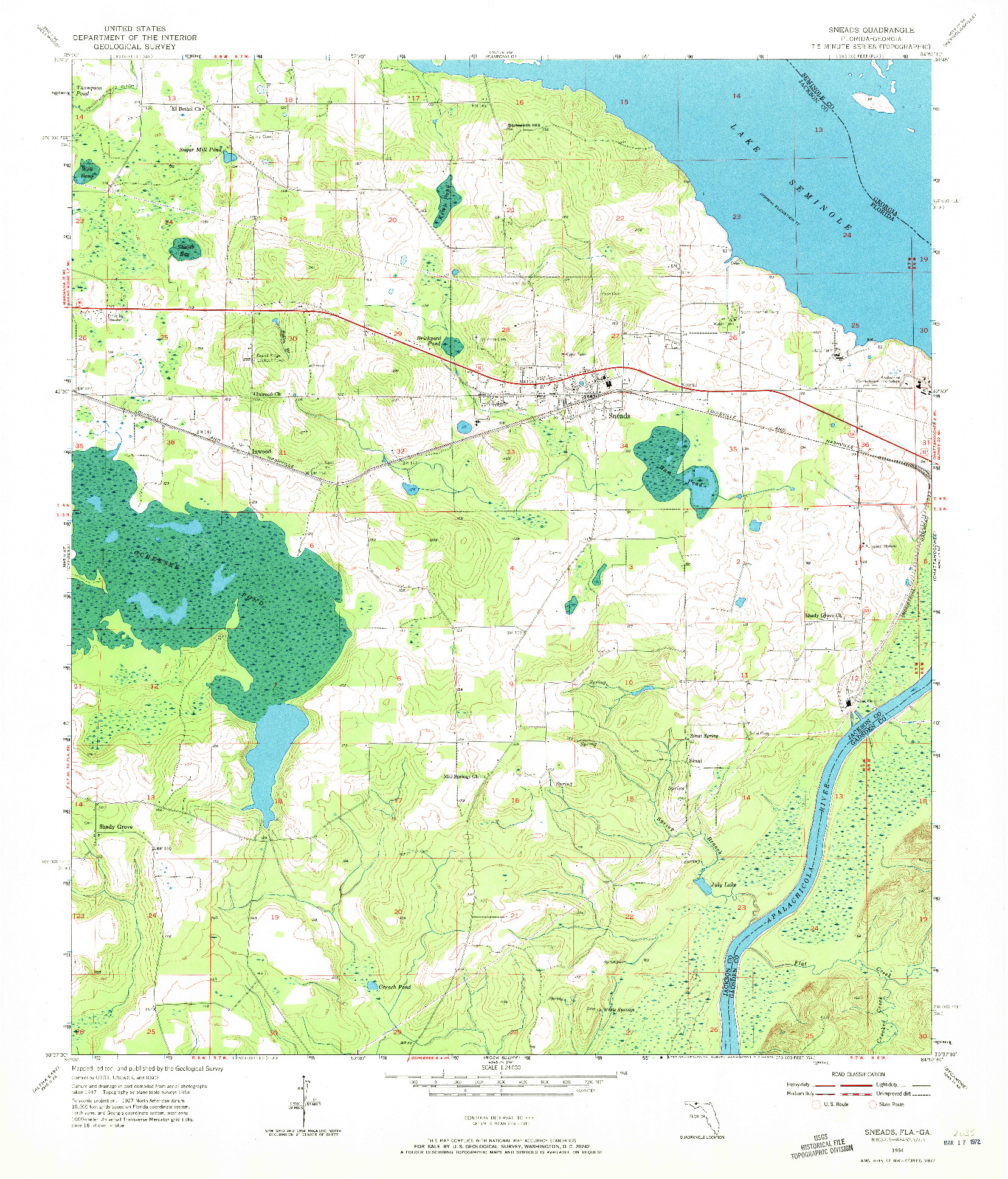 USGS 1:24000-SCALE QUADRANGLE FOR SNEADS, FL 1954