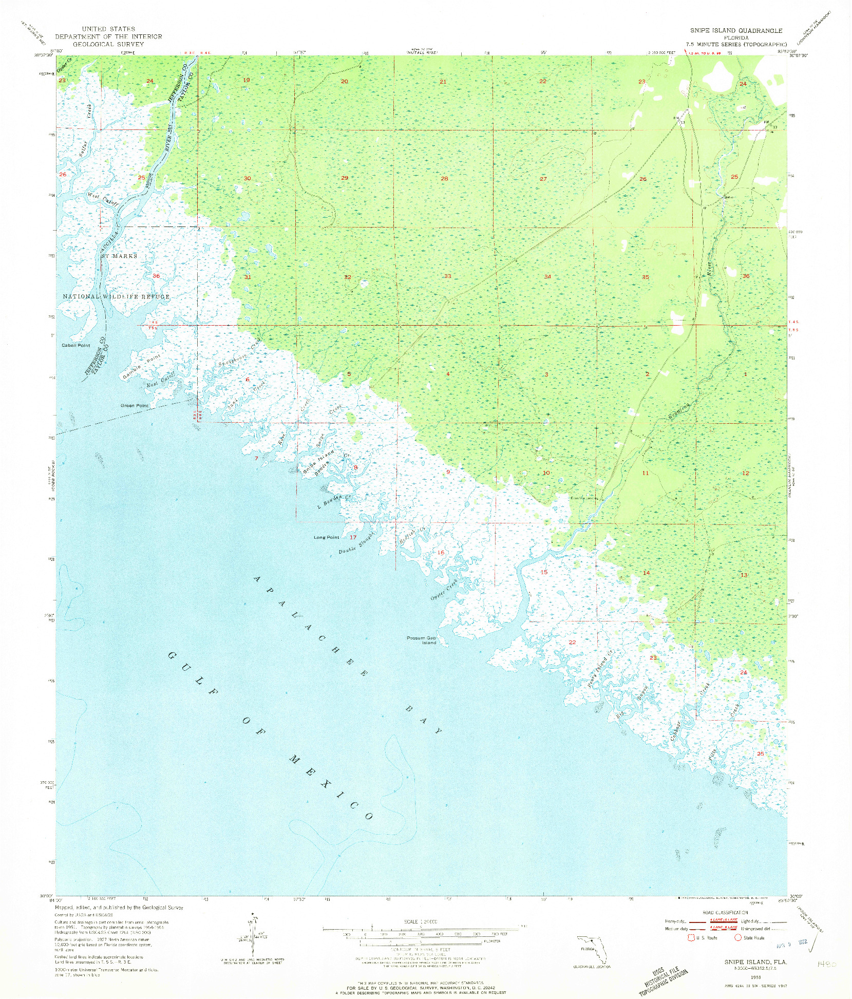 USGS 1:24000-SCALE QUADRANGLE FOR SNIPE ISLAND, FL 1955