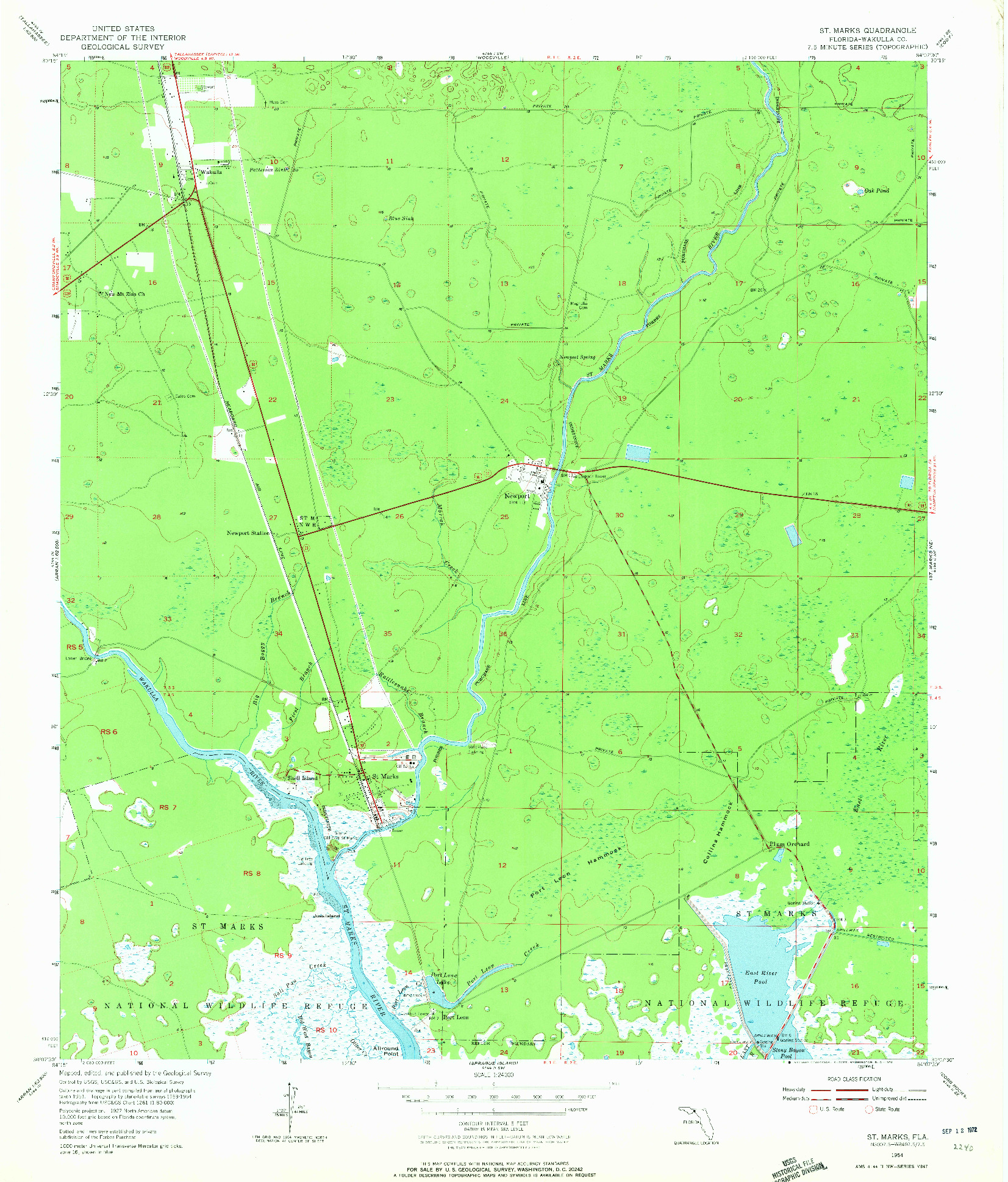 USGS 1:24000-SCALE QUADRANGLE FOR ST MARKS, FL 1954
