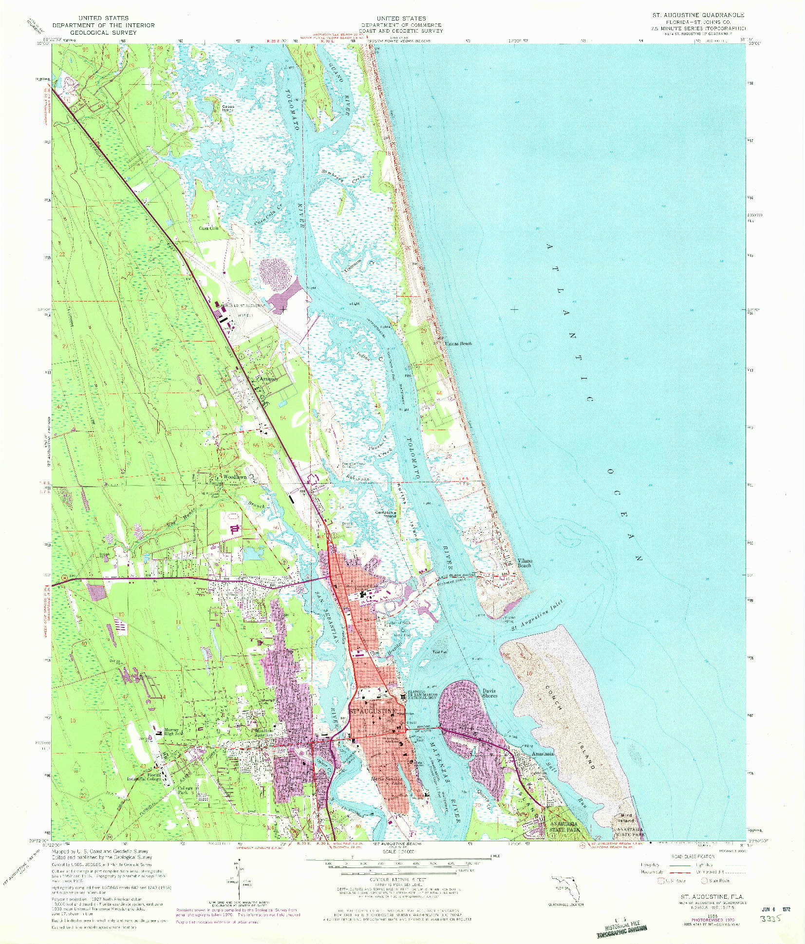 USGS 1:24000-SCALE QUADRANGLE FOR ST. AUGUSTINE, FL 1956