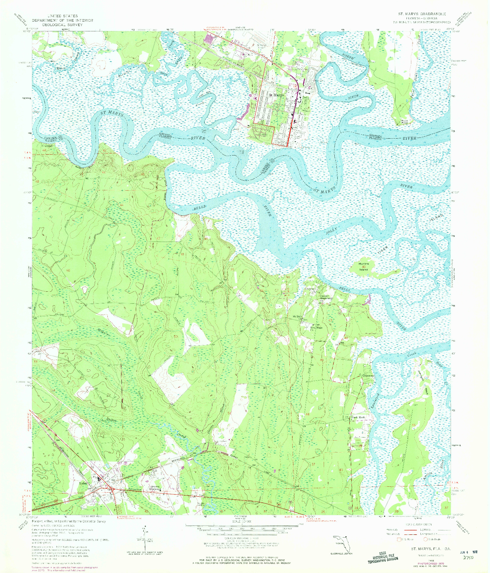 USGS 1:24000-SCALE QUADRANGLE FOR ST. MARYS, FL 1958