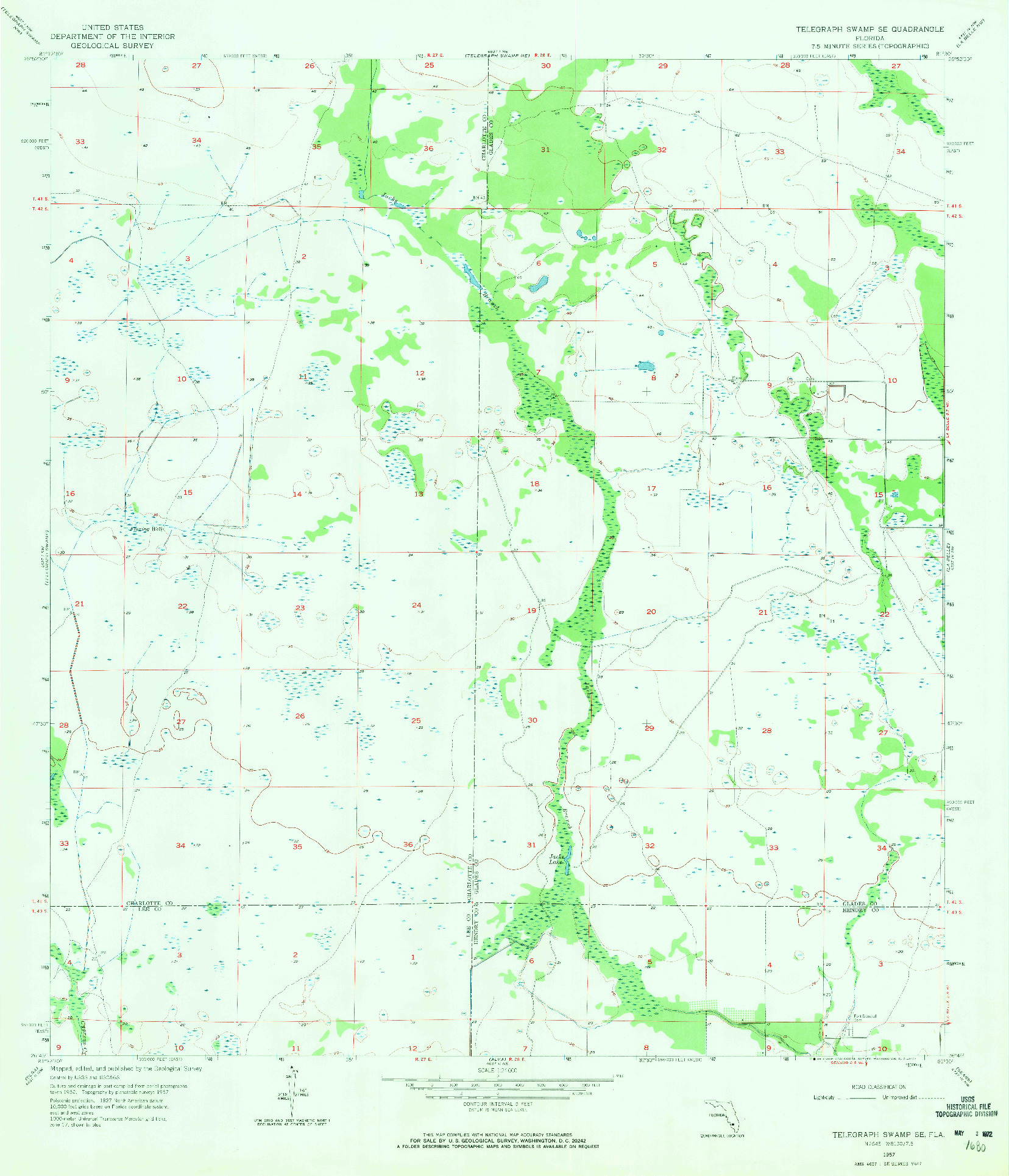 USGS 1:24000-SCALE QUADRANGLE FOR TELEGRAPH SWAMP SE, FL 1957