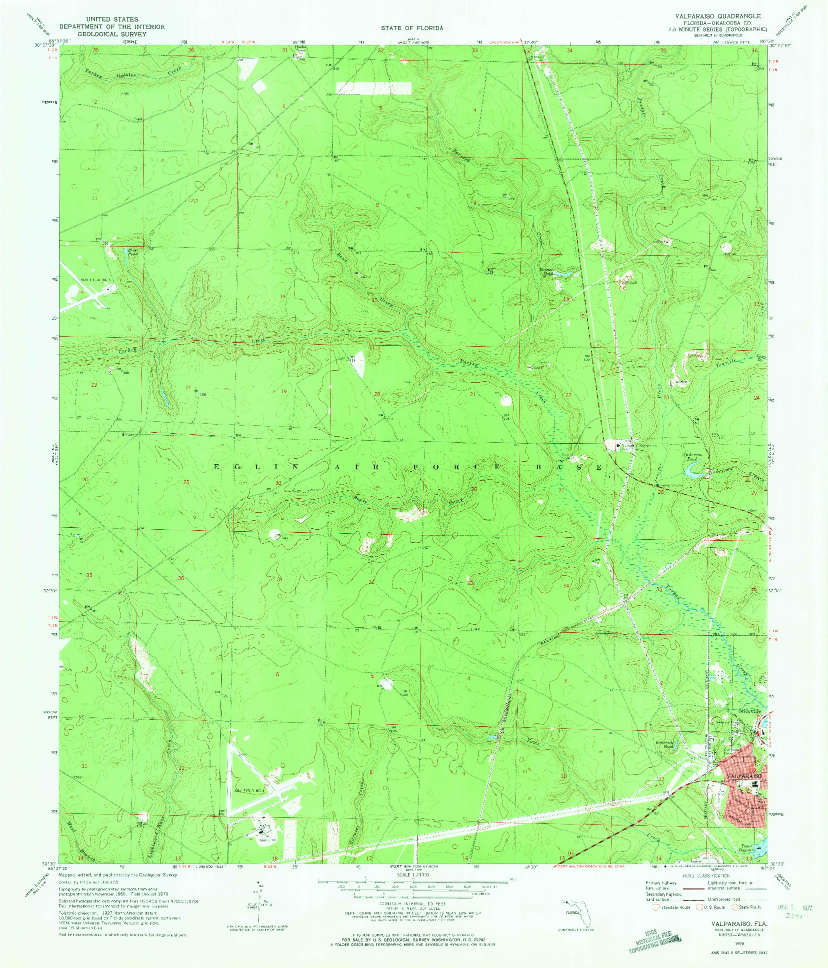 USGS 1:24000-SCALE QUADRANGLE FOR VALPARAISO, FL 1970