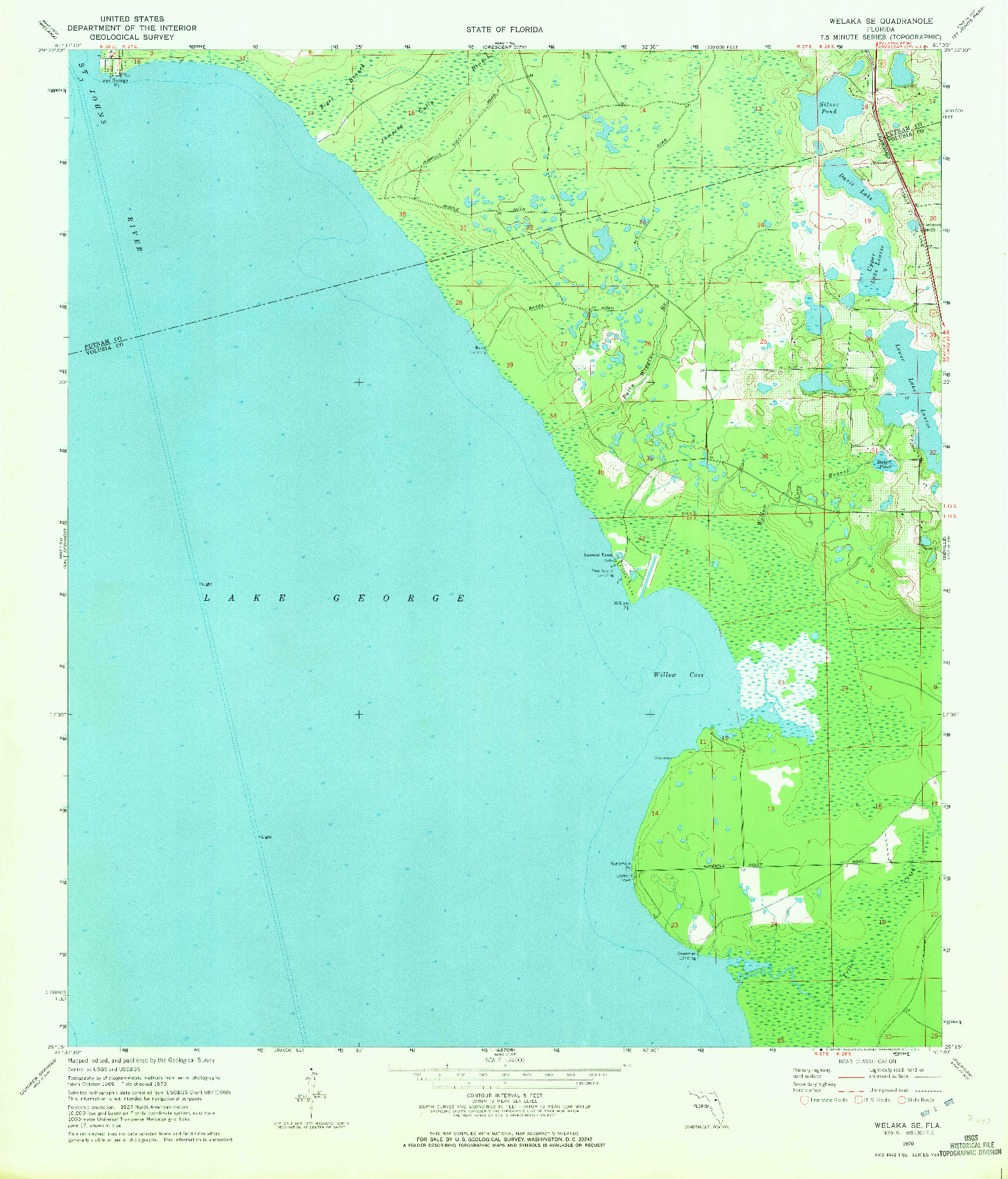 USGS 1:24000-SCALE QUADRANGLE FOR WELAKA SE, FL 1970