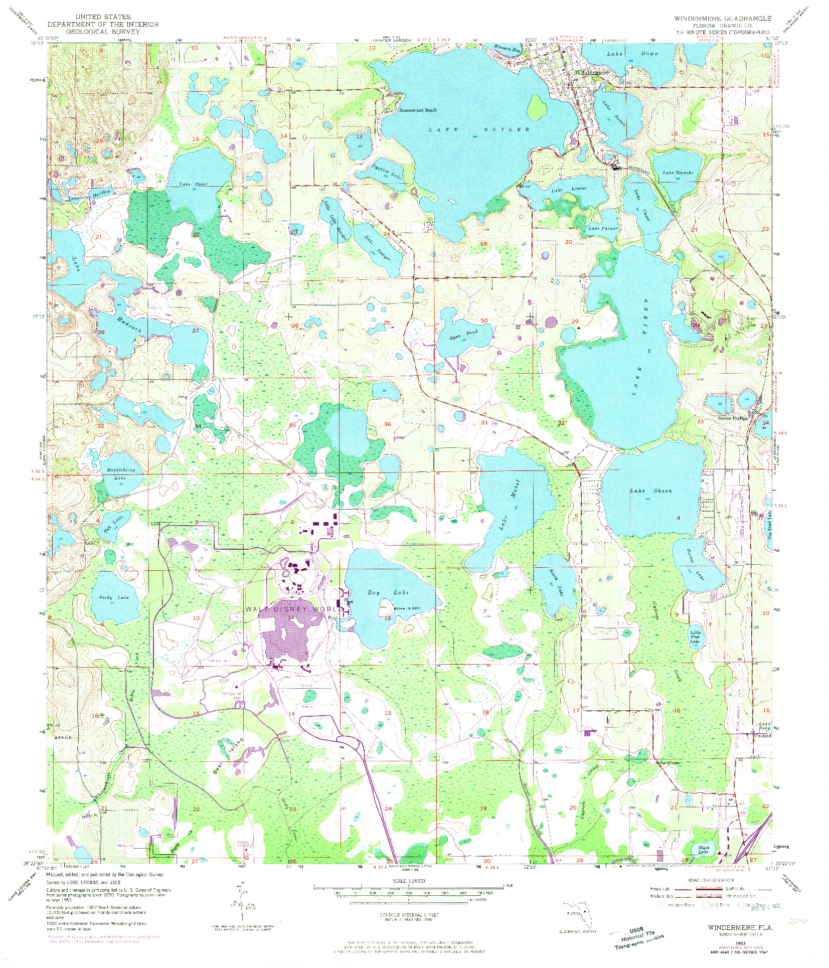 USGS 1:24000-SCALE QUADRANGLE FOR WINDERMERE, FL 1953