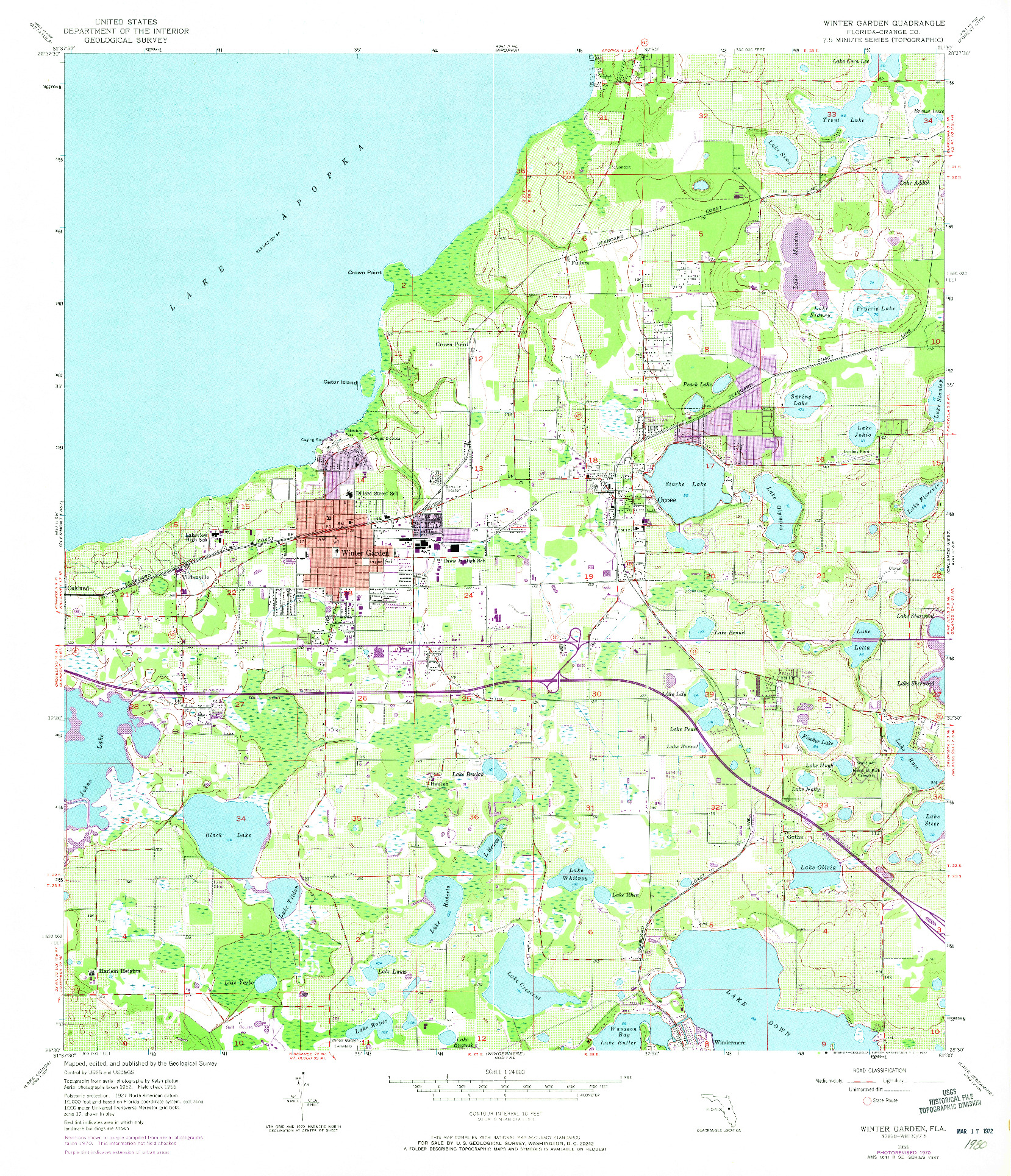 USGS 1:24000-SCALE QUADRANGLE FOR WINTER GARDEN, FL 1956