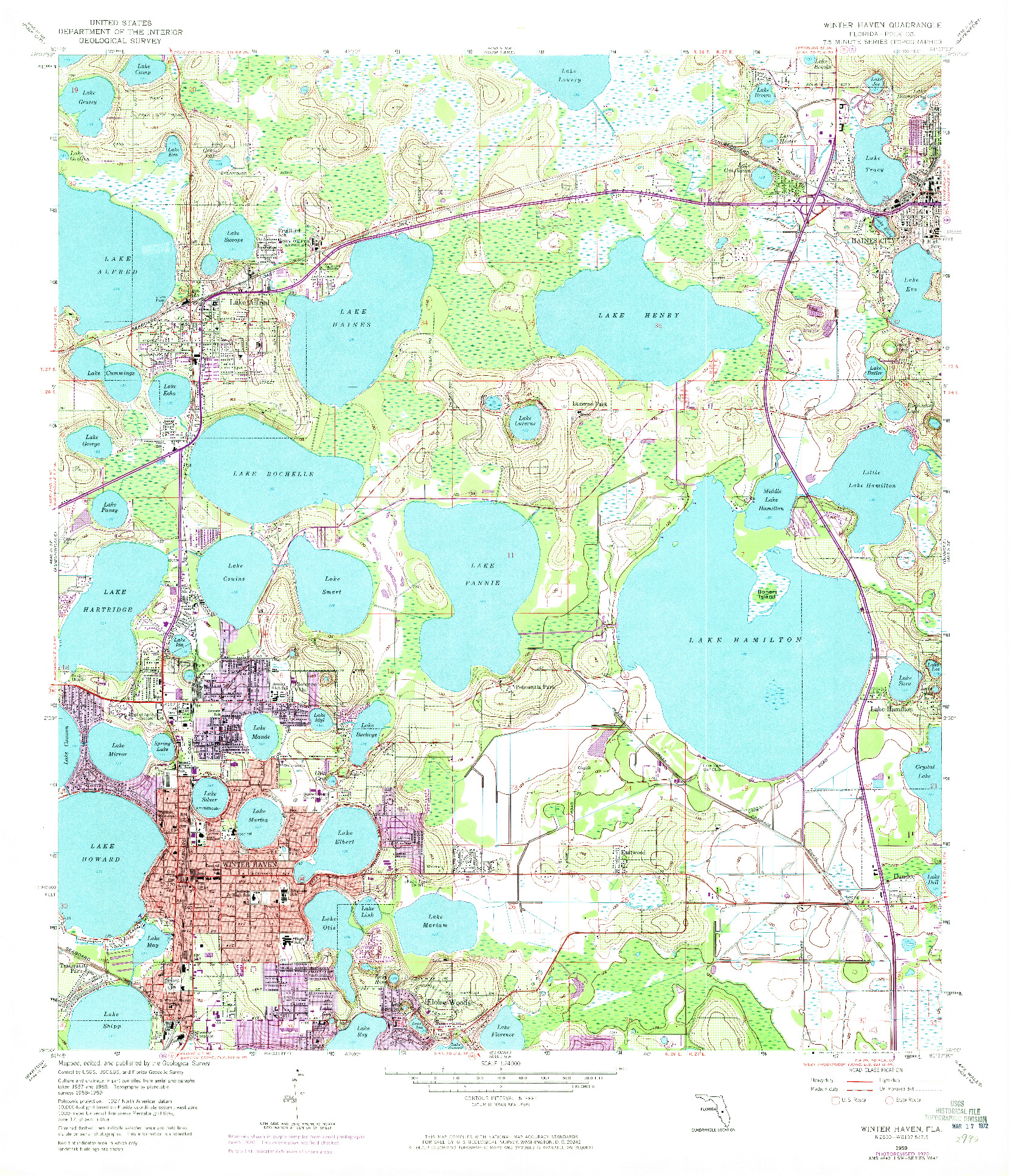 USGS 1:24000-SCALE QUADRANGLE FOR WINTER HAVEN, FL 1959