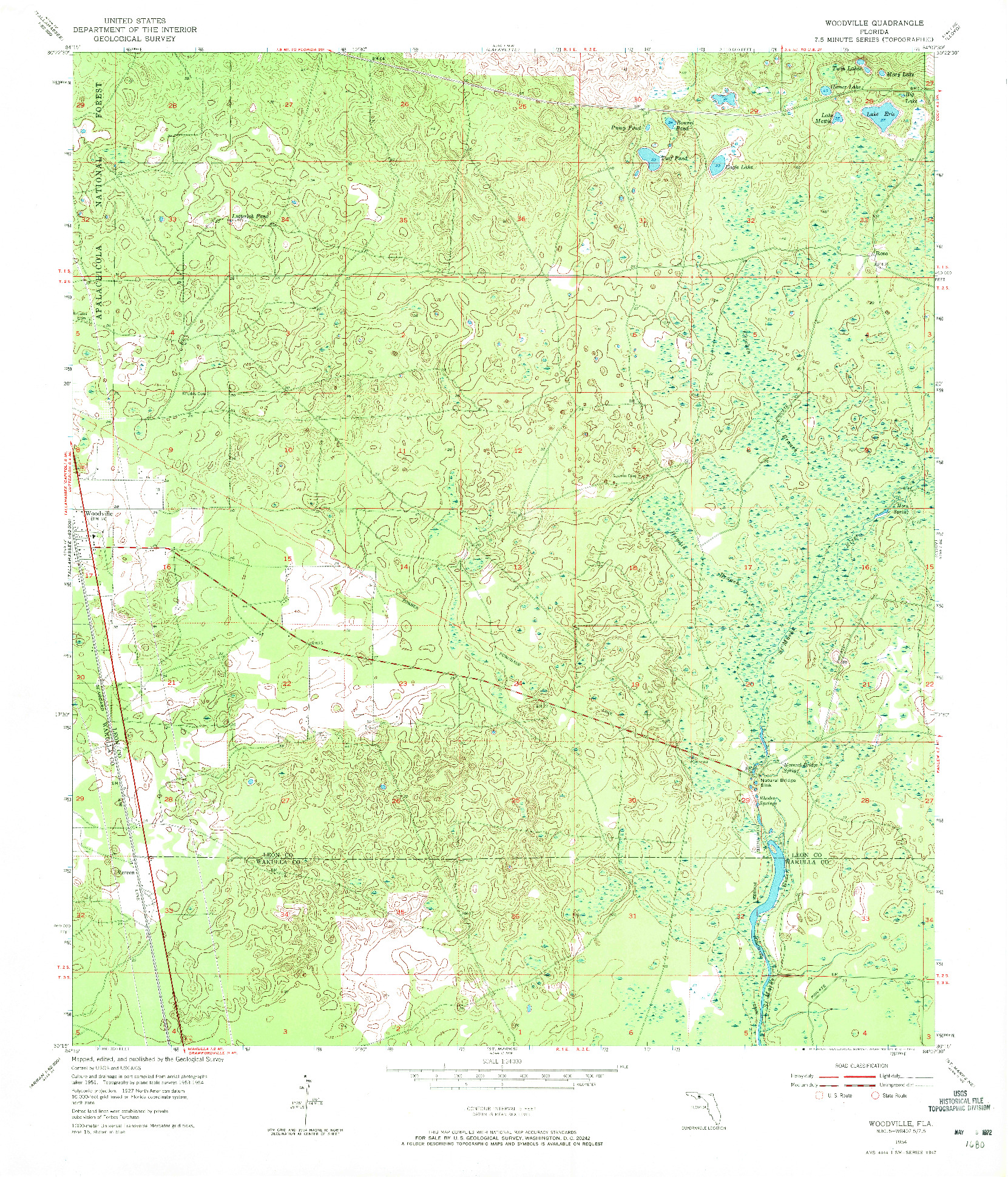 USGS 1:24000-SCALE QUADRANGLE FOR WOODVILLE, FL 1954