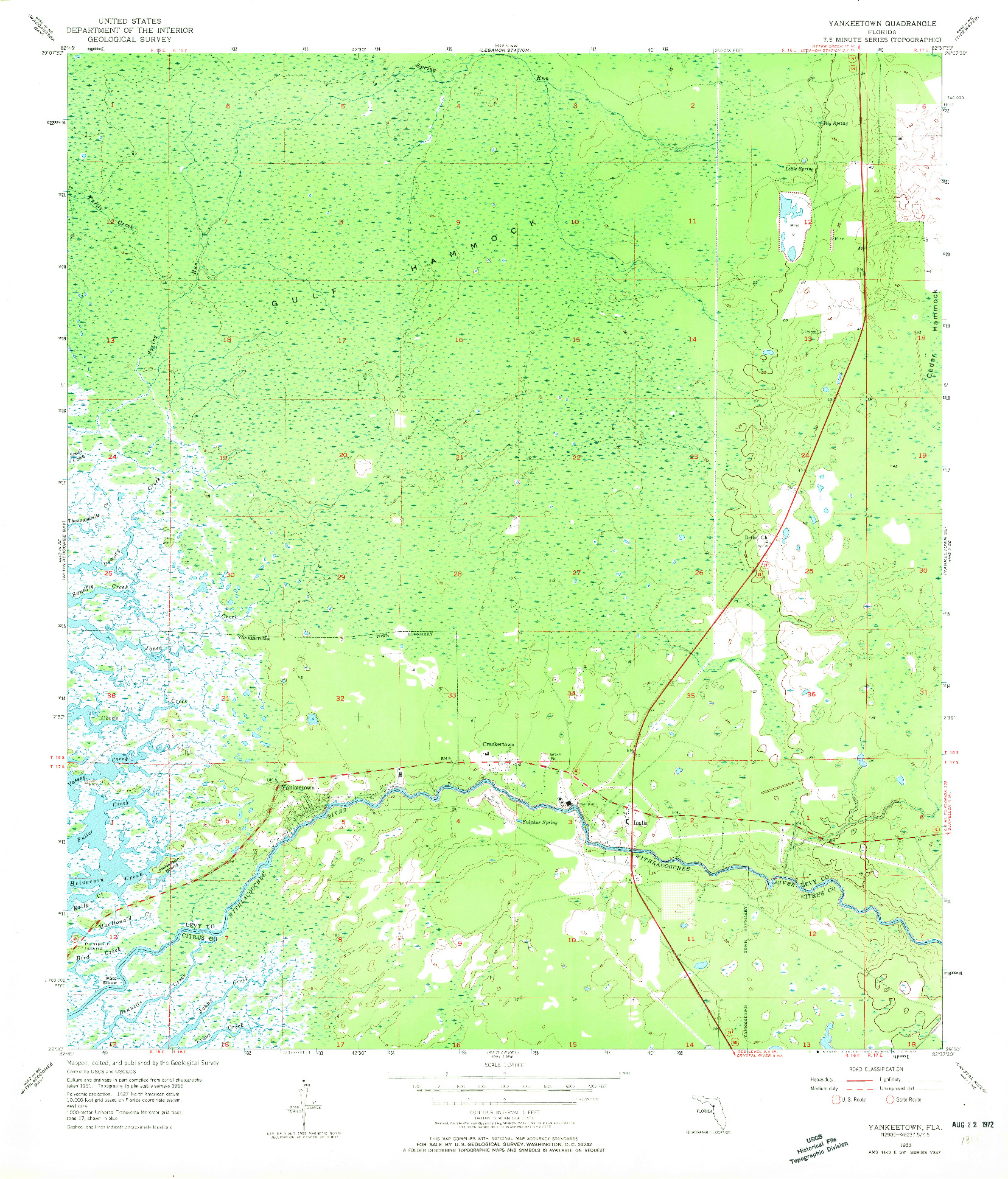 USGS 1:24000-SCALE QUADRANGLE FOR YANKEETOWN, FL 1955