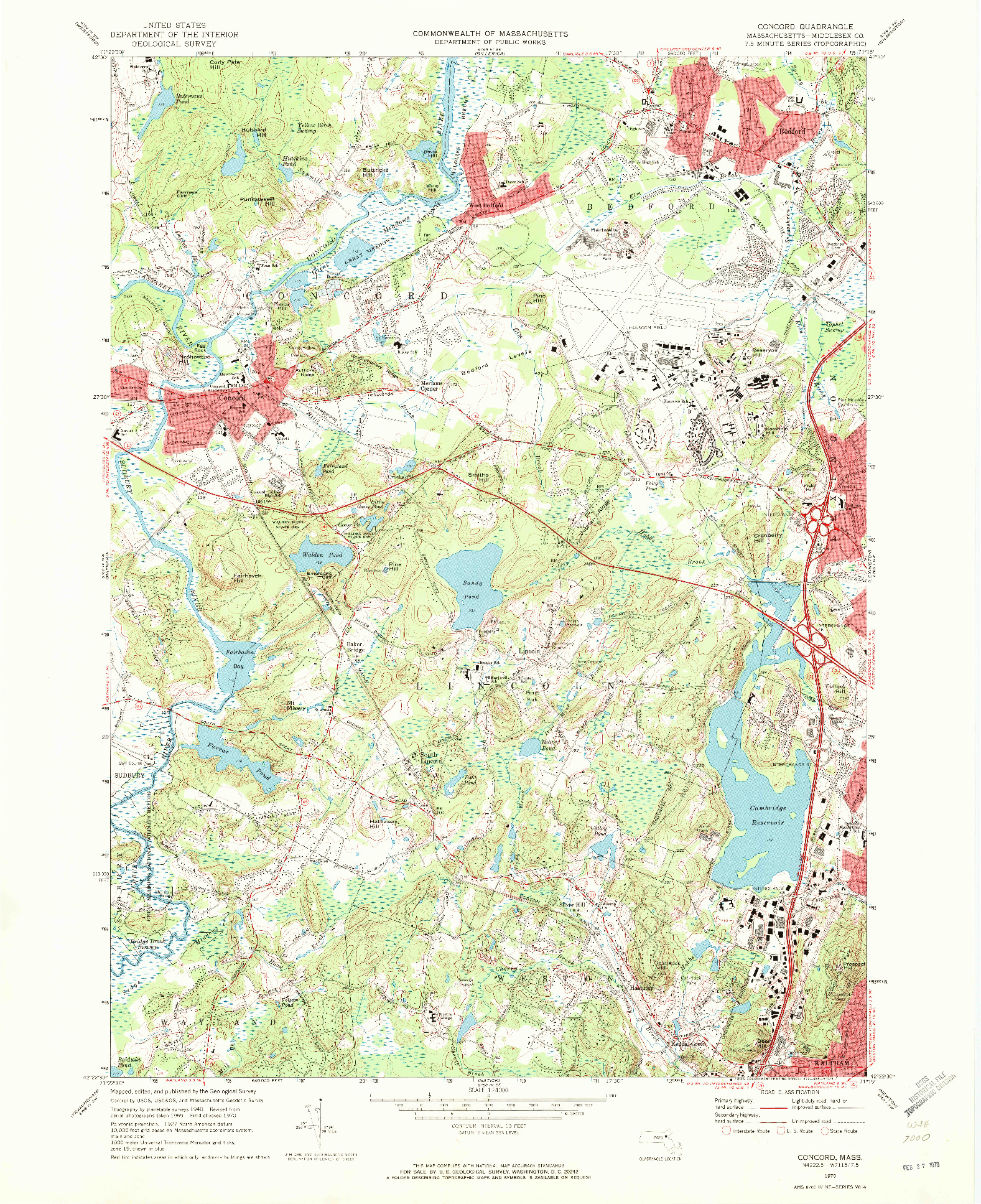 USGS 1:24000-SCALE QUADRANGLE FOR CONCORD, MA 1970