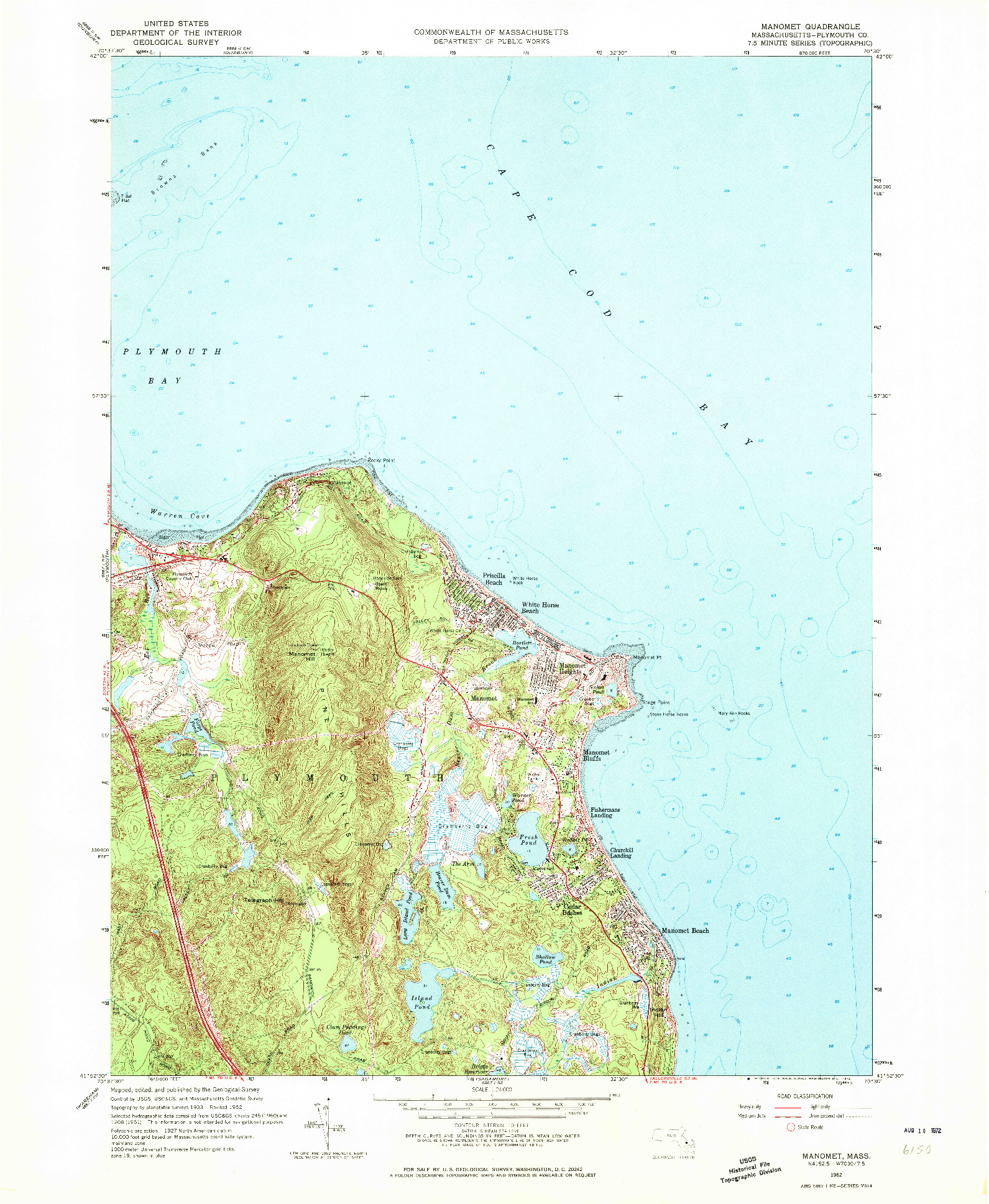 USGS 1:24000-SCALE QUADRANGLE FOR MANOMET, MA 1962