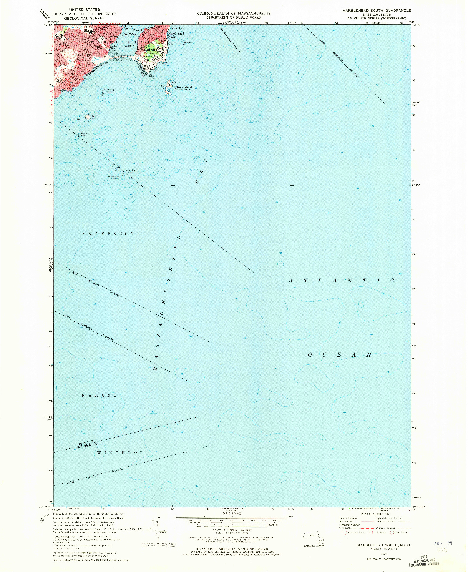 USGS 1:24000-SCALE QUADRANGLE FOR MARBLEHEAD SOUTH, MA 1970