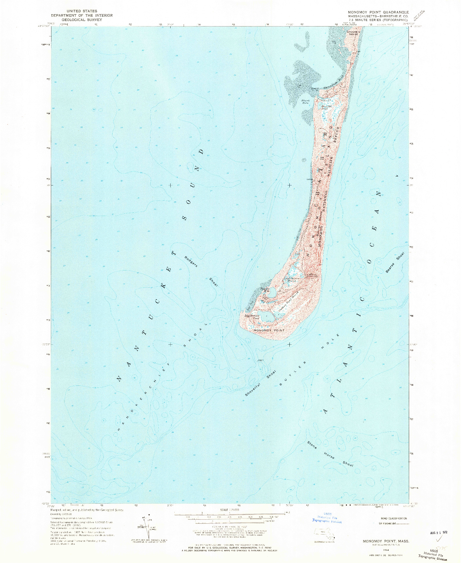 USGS 1:24000-SCALE QUADRANGLE FOR MONOMOY POINT, MA 1964