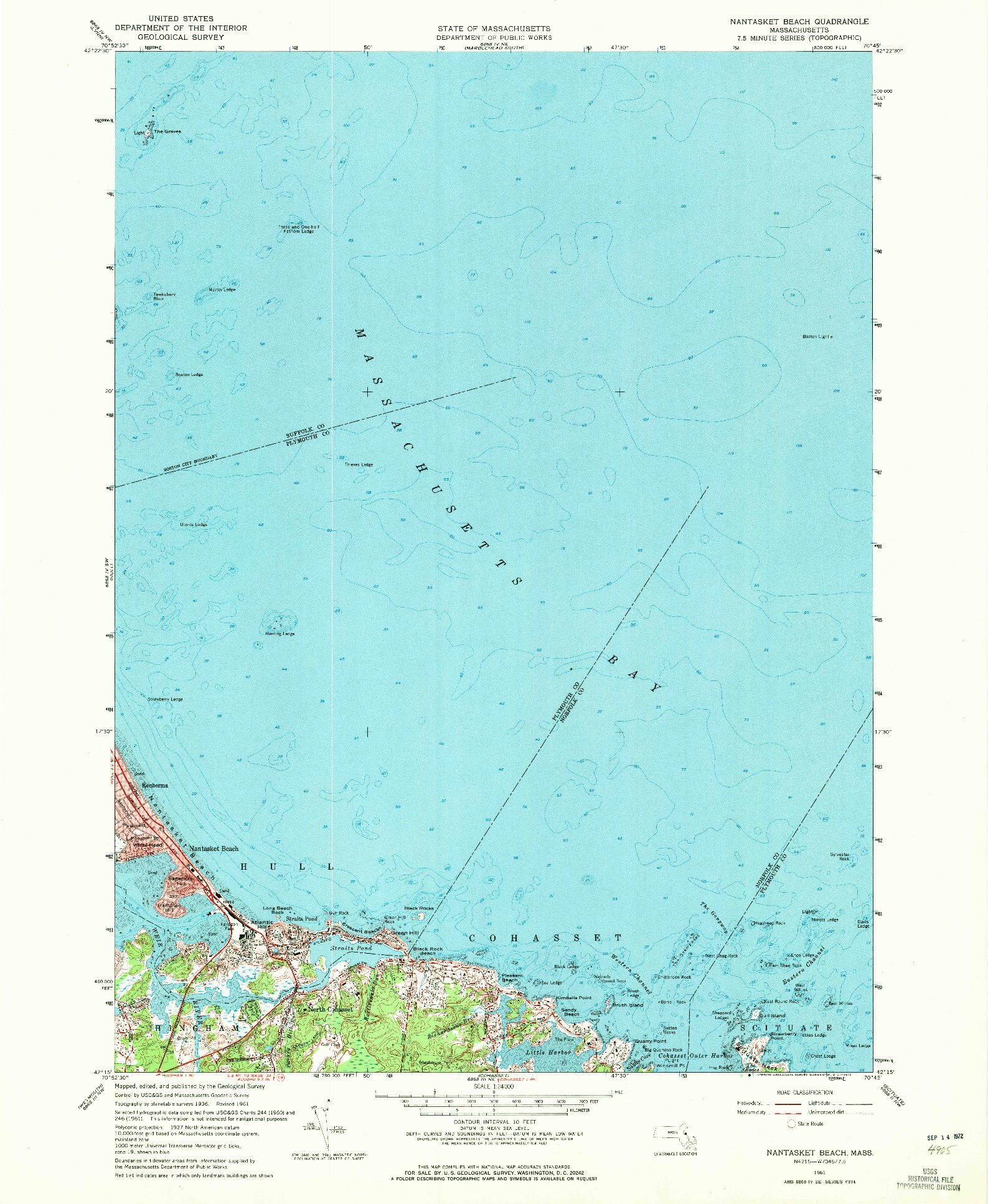 USGS 1:24000-SCALE QUADRANGLE FOR NANTASKET BEACH, MA 1961