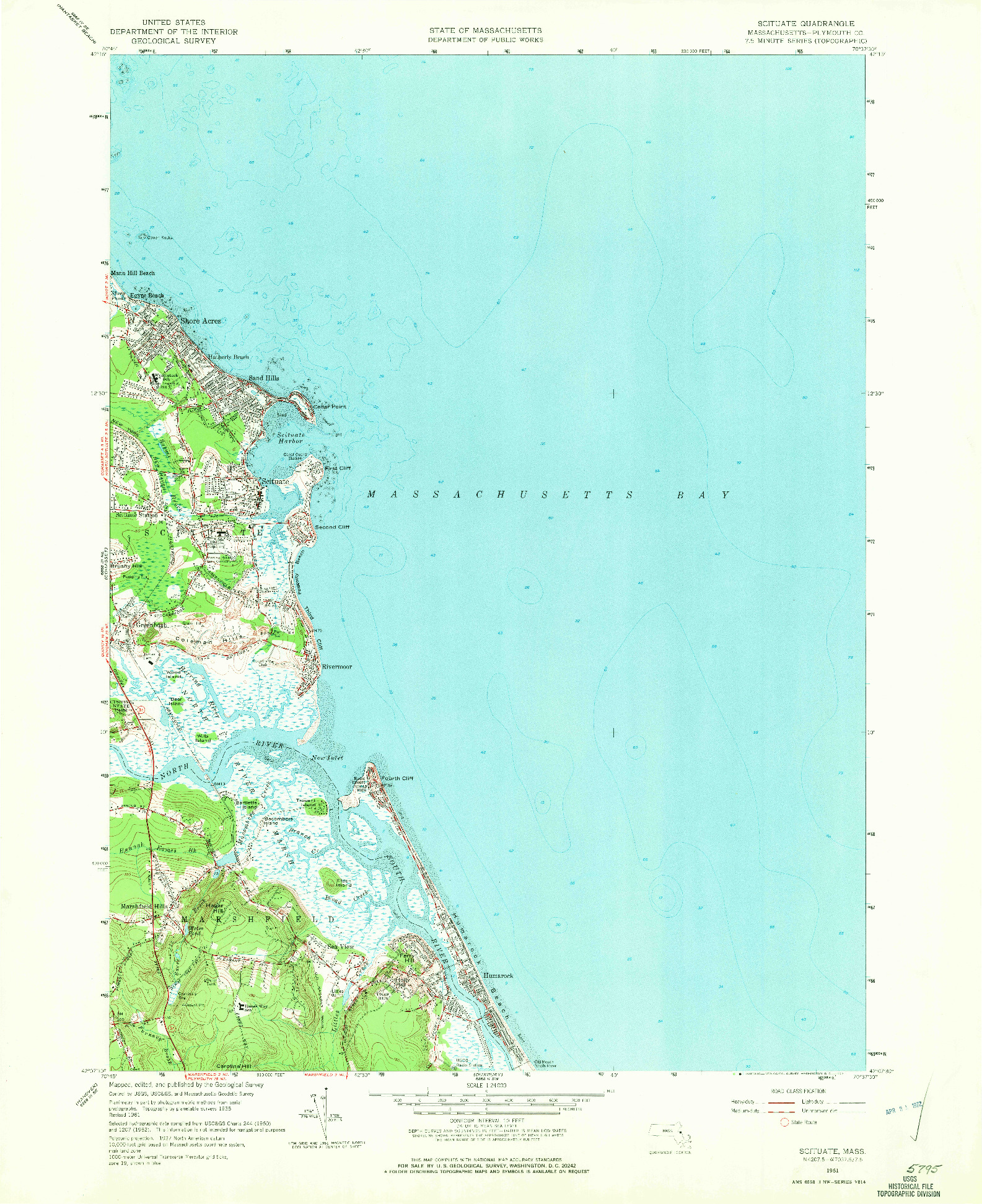 USGS 1:24000-SCALE QUADRANGLE FOR SCITUATE, MA 1961