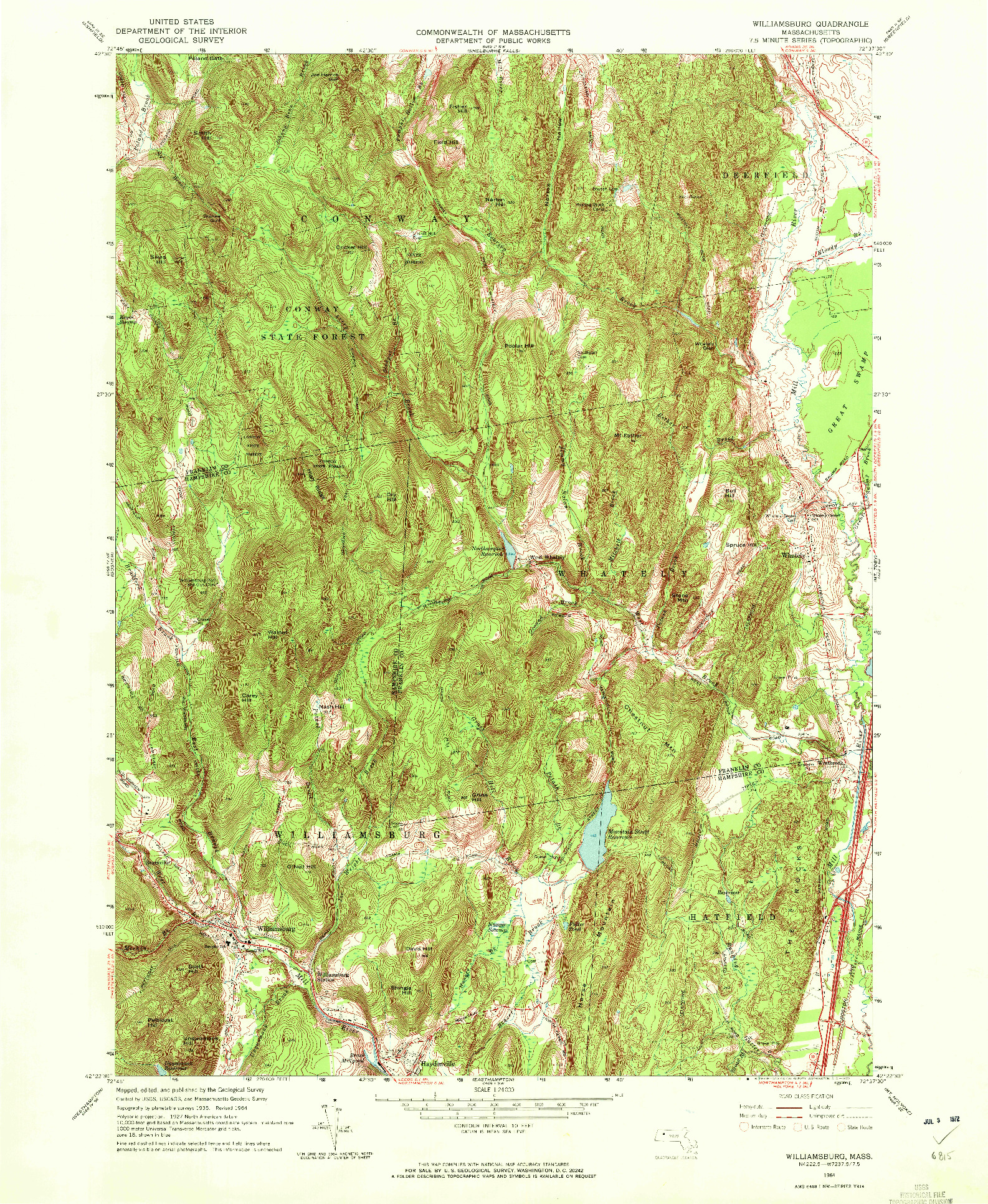 USGS 1:24000-SCALE QUADRANGLE FOR WILLIAMSBURG, MA 1964