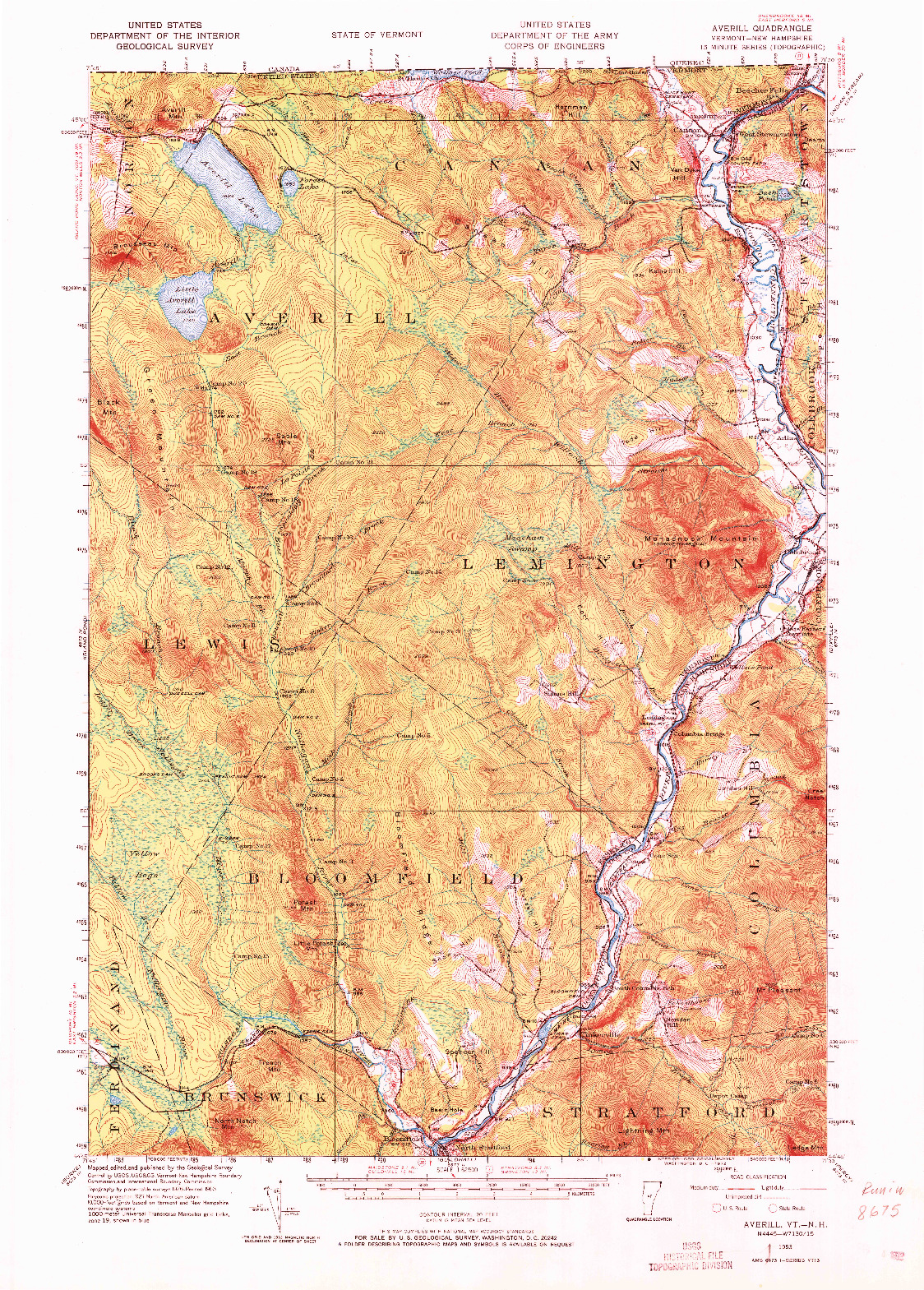 USGS 1:62500-SCALE QUADRANGLE FOR AVERILL, VT 1953