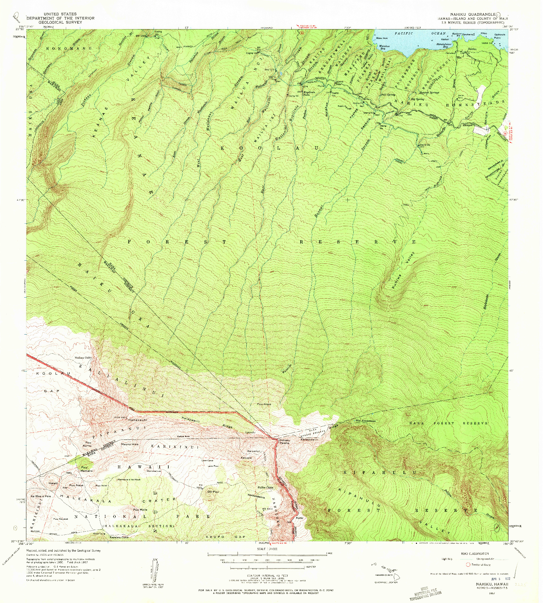 USGS 1:24000-SCALE QUADRANGLE FOR NAHIKU, HI 1957