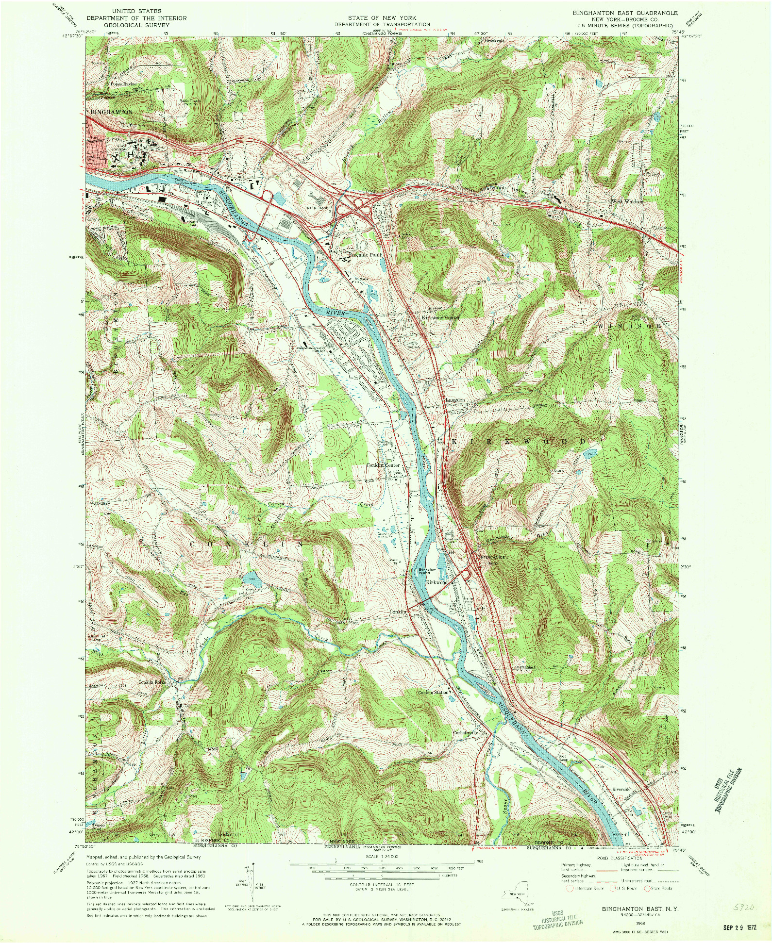 USGS 1:24000-SCALE QUADRANGLE FOR BINGHAMTON EAST, NY 1968