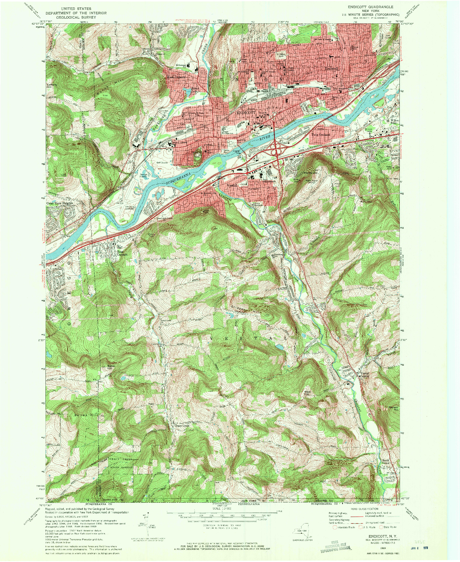 USGS 1:24000-SCALE QUADRANGLE FOR ENDICOTT, NY 1969